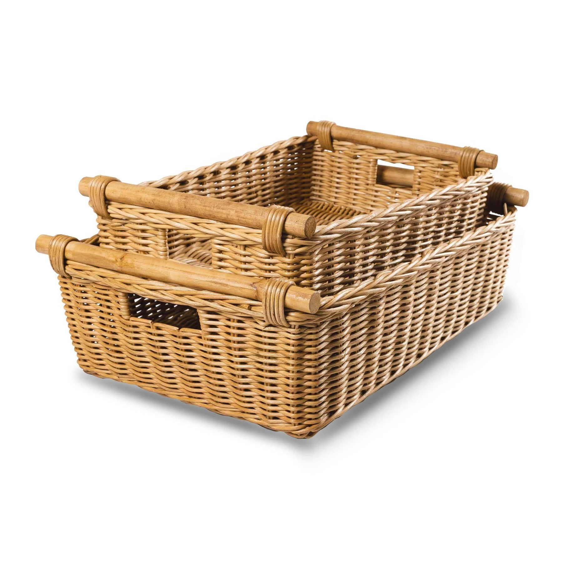Low Pole Handle Wicker Storage Basket The Basket Lady
