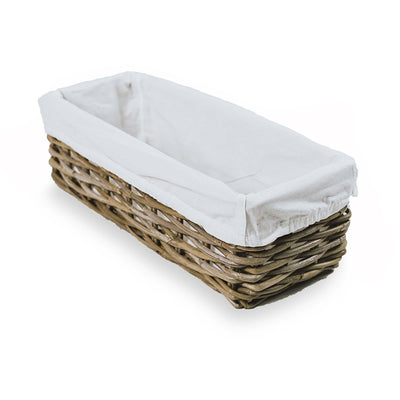 Narrow Rectangular Kubu Wicker Shelf Basket, size Large | The Basket Lady