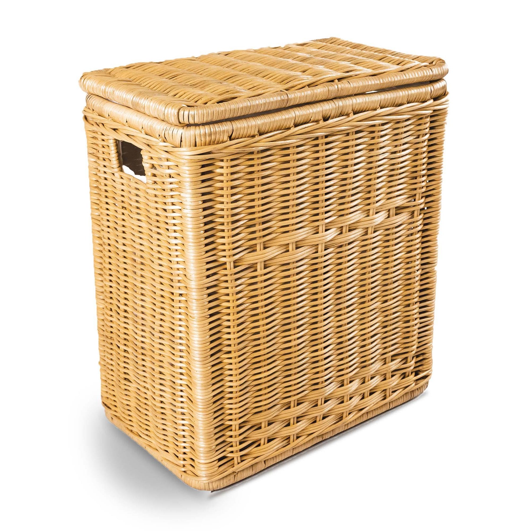 Narrow Rectangular Lidded Wicker Laundry Hamper