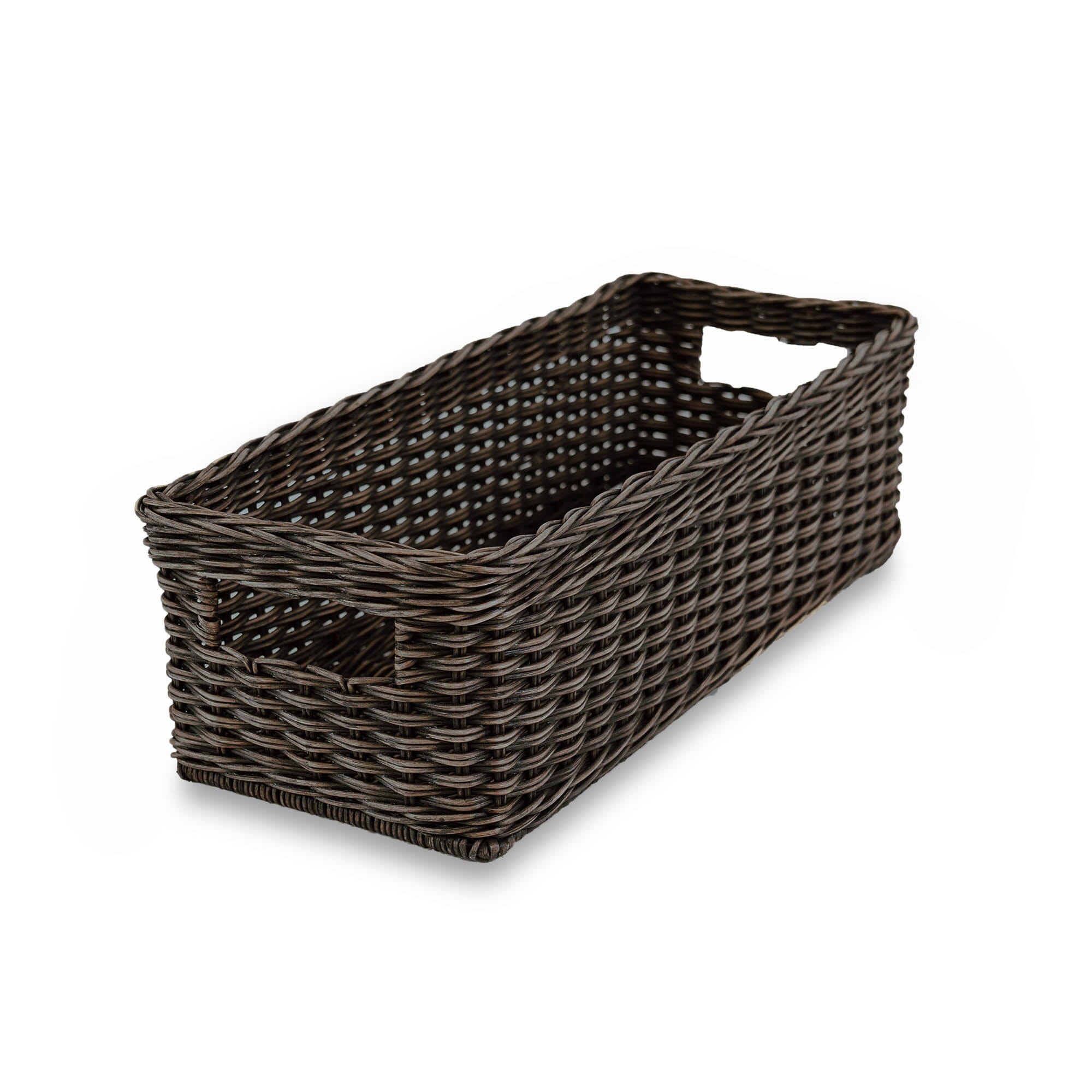 Narrow Storage Bins, Small Baskets For Organizing, Long Storage Basket With  Handles, Fabric Storage