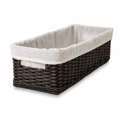 Fabric Basket Liner for Narrow Rectangular Wicker Storage Basket Basket Liners The Basket Lady Natural L (liner only) 