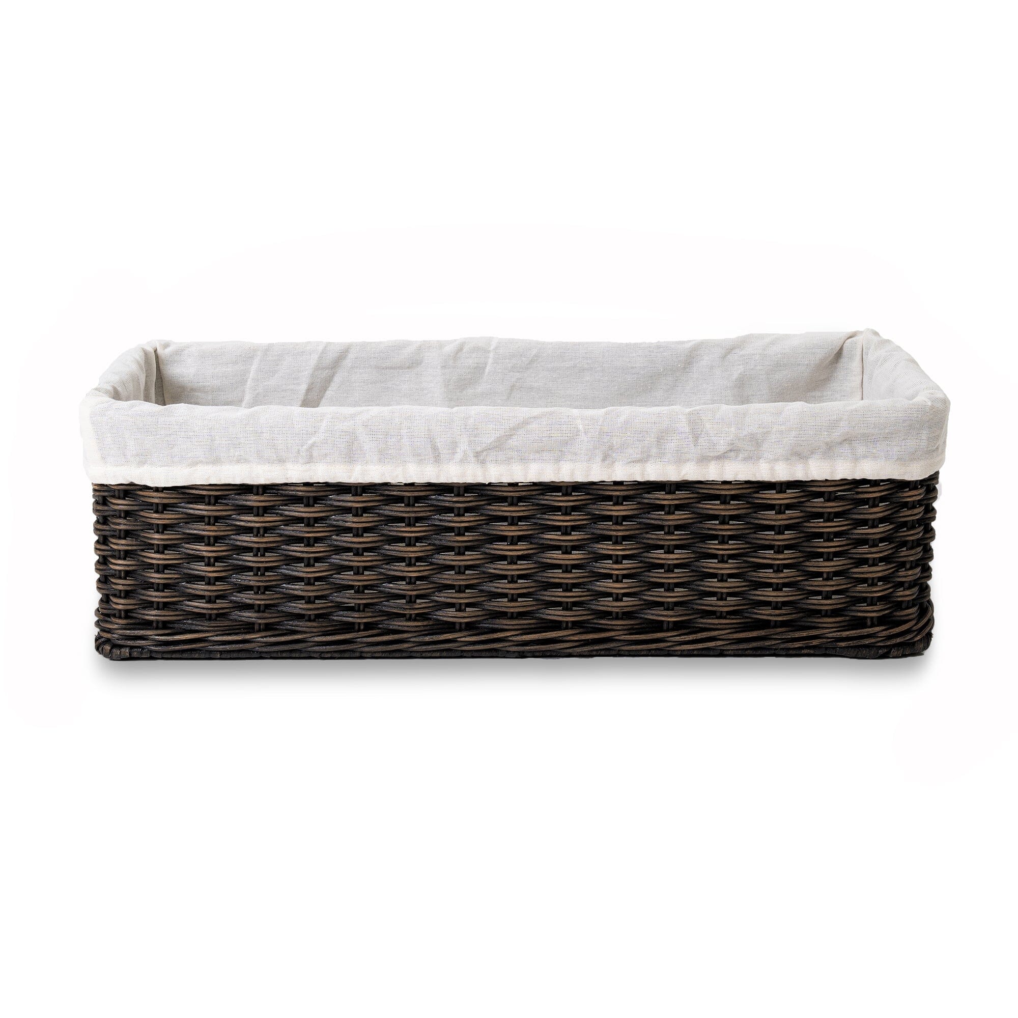 Fabric Basket Liner for Narrow Rectangular Wicker Storage Basket Basket Liners The Basket Lady 