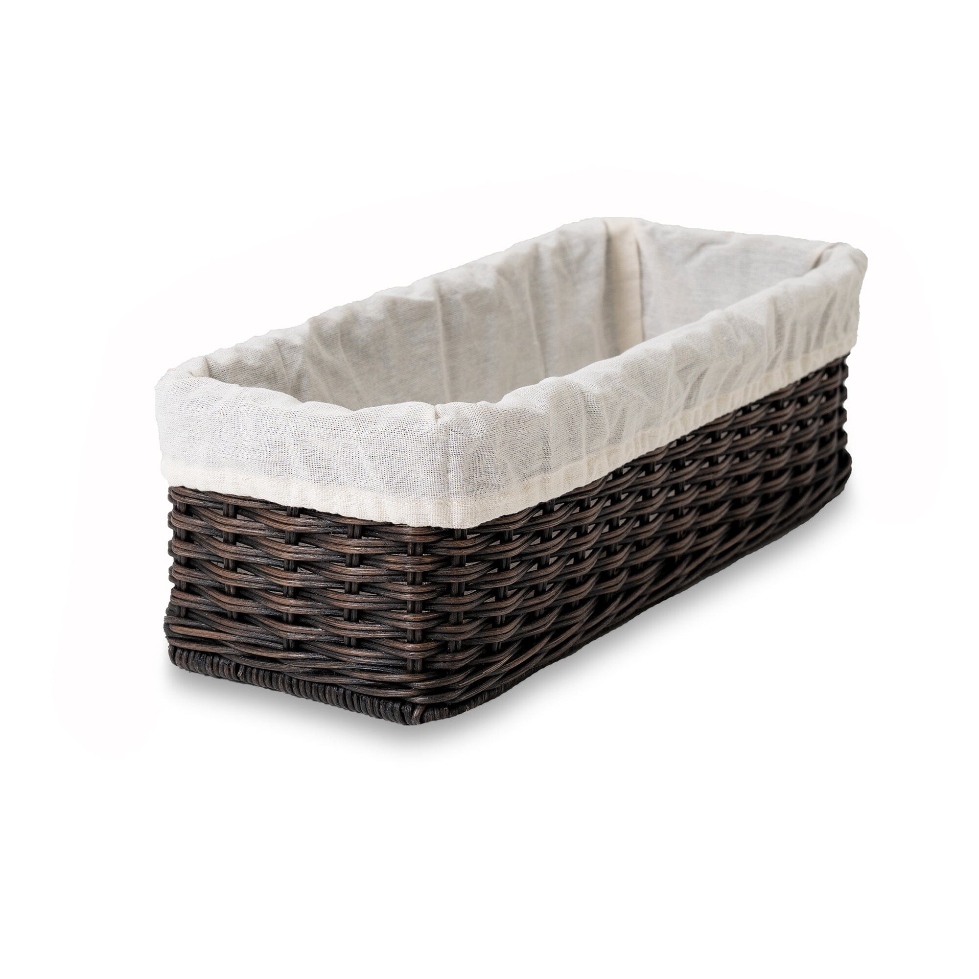 Fabric Basket Liner for Narrow Rectangular Wicker Storage Basket Basket Liners The Basket Lady Natural S (liner only) 