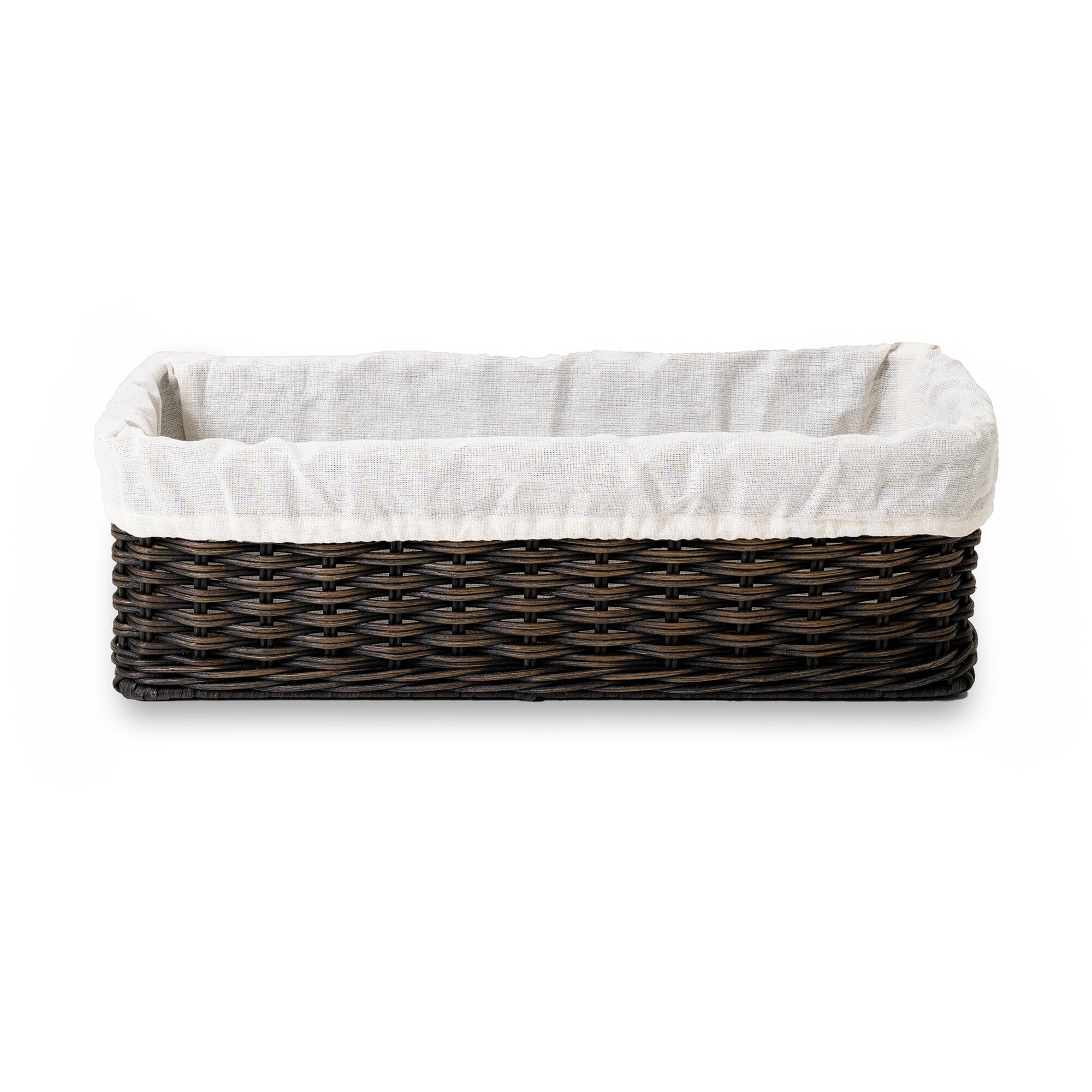 Fabric Basket Liner for Narrow Rectangular Wicker Storage Basket Basket Liners The Basket Lady 