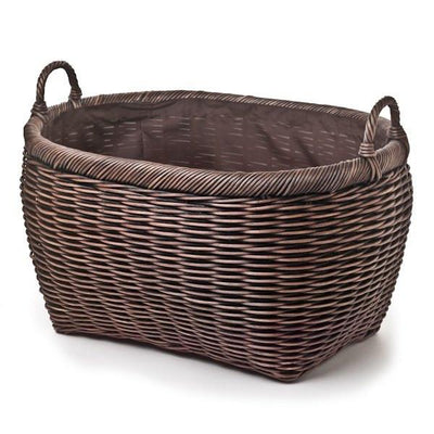 The Basket Lady Oval Laundry Basket Antique Walnut Brown Jumbo (size 1)