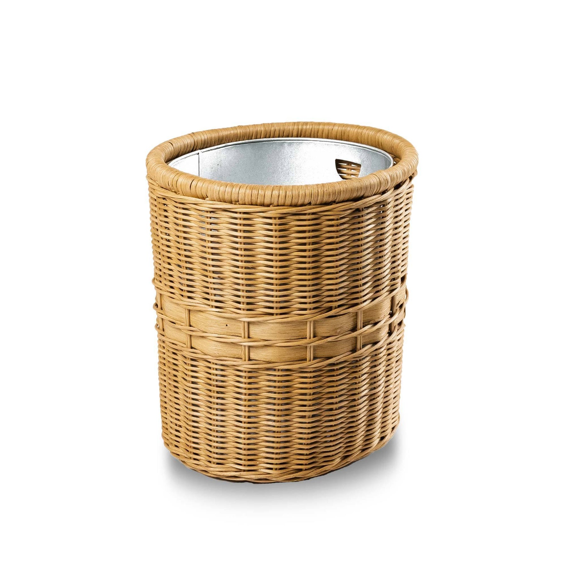Tava Handwoven Rattan Oval Wastebasket with Metal Liner