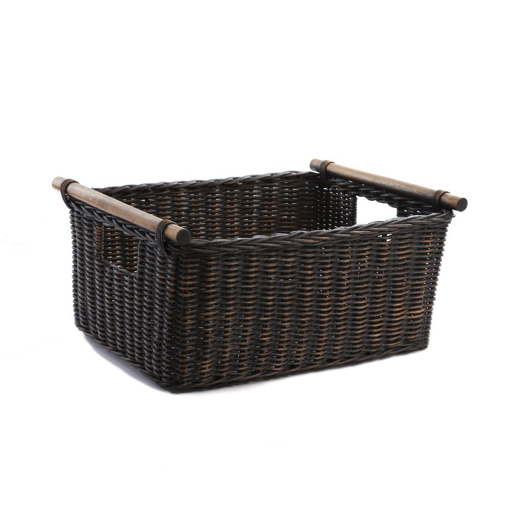 #color_antique walnut brown - Pole Handle Wicker Basket in Antique Walnut Brown, size XL | The Basket Lady