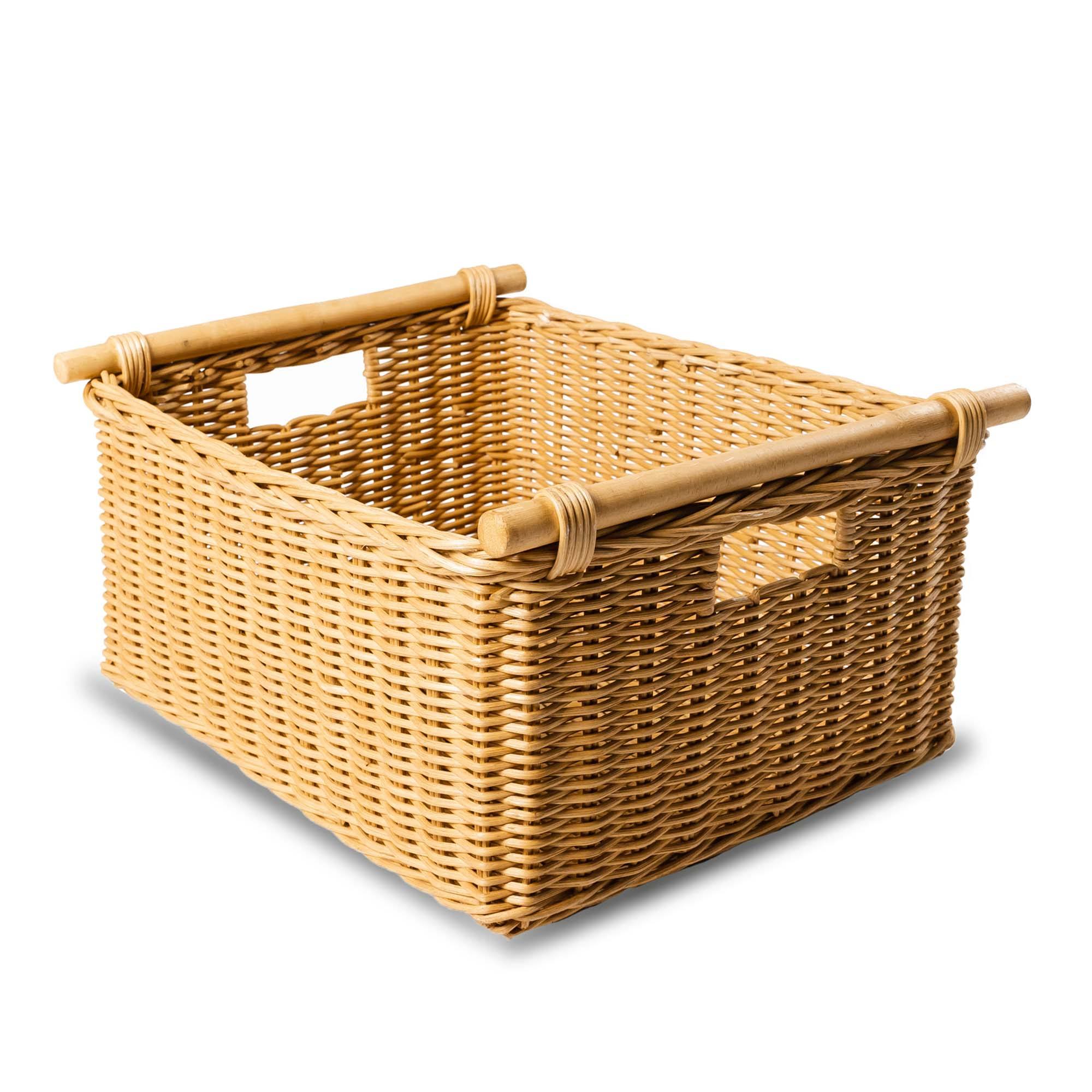 Pole Handle Wicker Storage Basket in Sandstone, size L | The Basket Lady