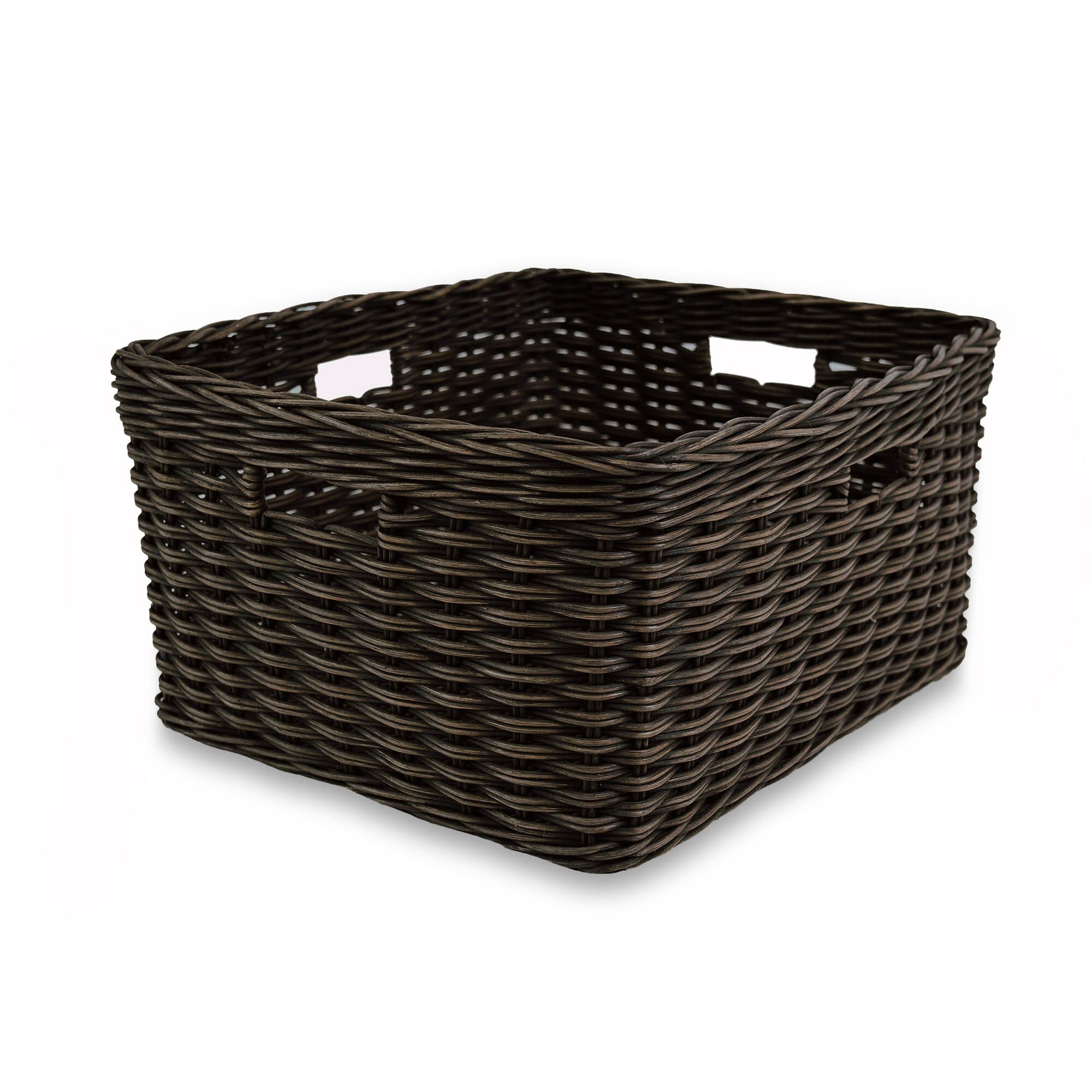 Rectangular Deep Wicker Storage Basket, Antique Walnut Brown Large | The Basket Lady