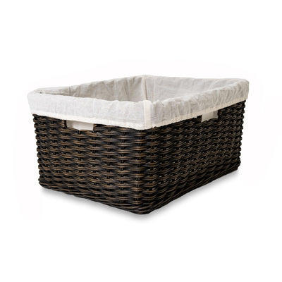 Fabric Basket Liner for Rectangular Deep Wicker Storage Basket Large | The Basket Lady