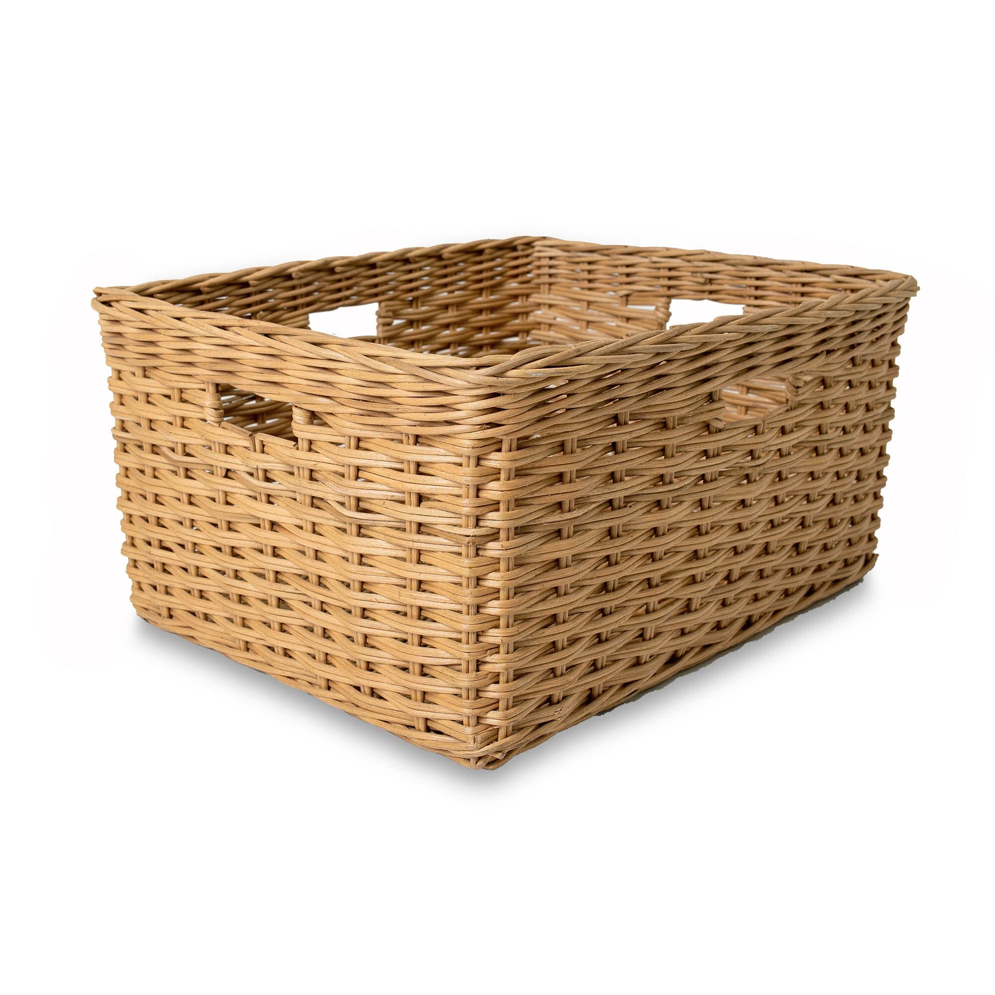 Rectangular Deep Wicker Storage Basket, Sandstone Large | The Basket Lady 