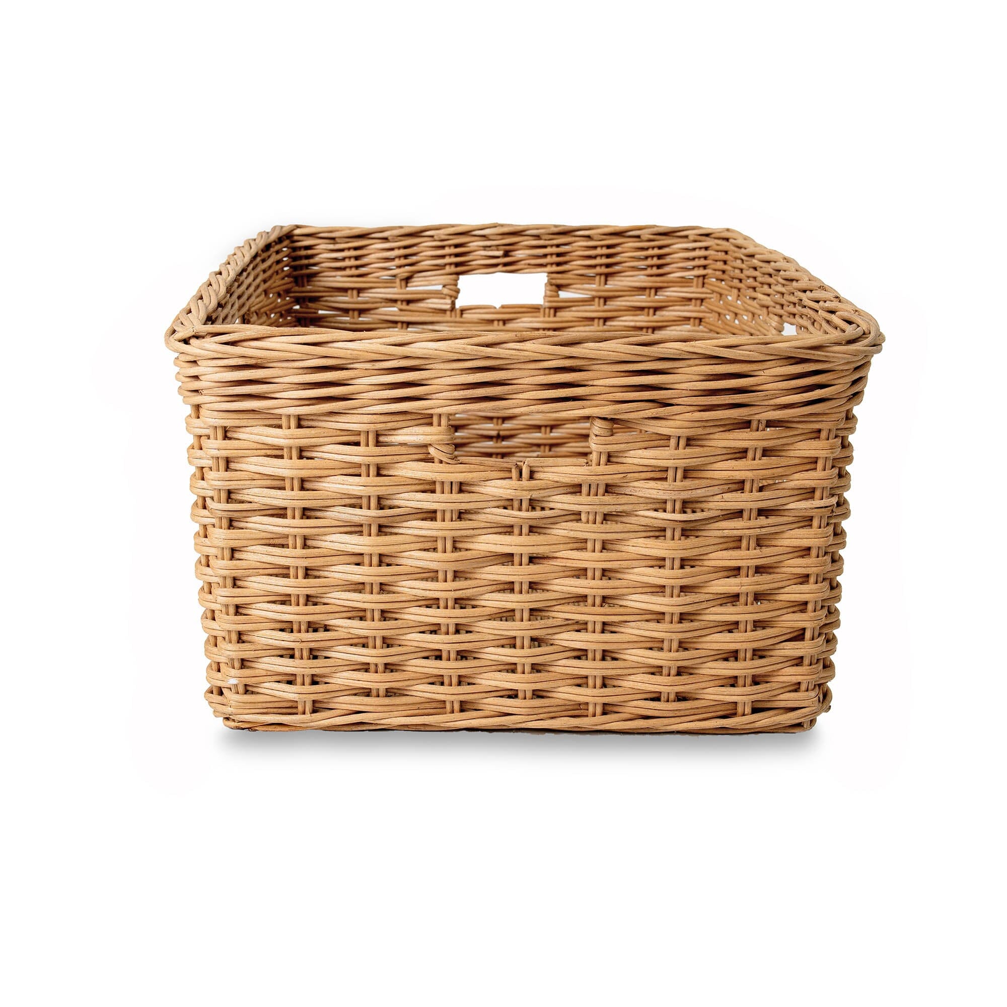 Rectangular Deep Wicker Storage Basket, Sandstone Large, front view | The Basket Lady 