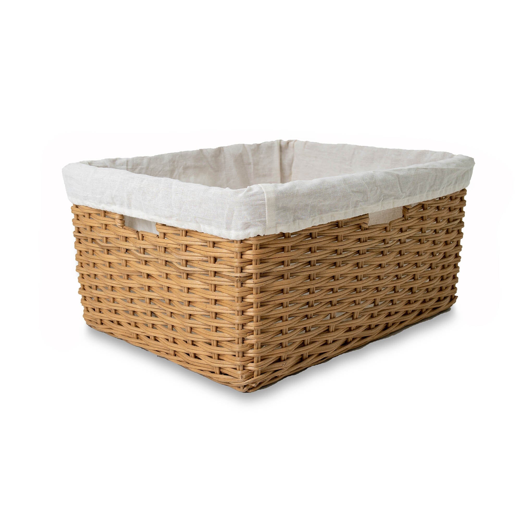 Rectangular Deep Wicker Storage Basket, Sandstone Large Including Liner | The Basket Lady 