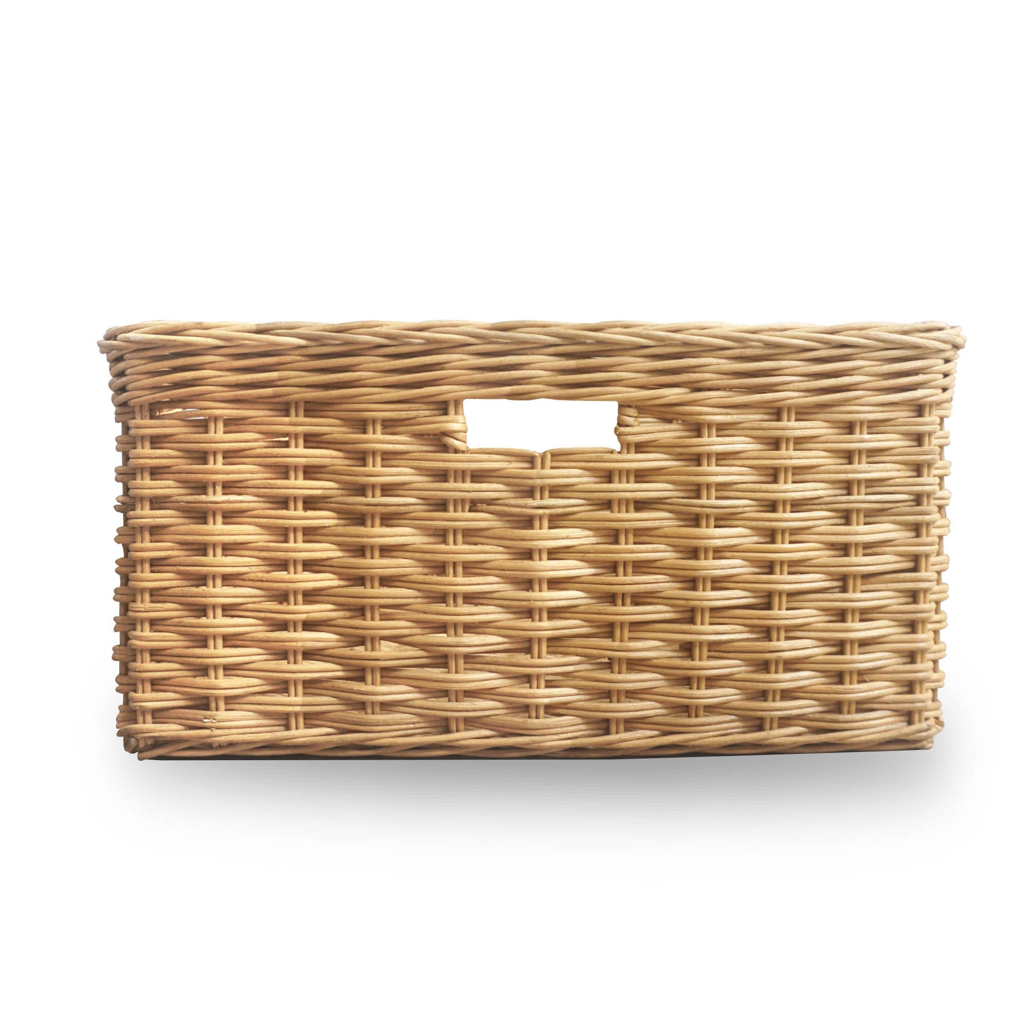 Rectangular Deep Wicker Storage Basket, Sandstone Large, side view | The Basket Lady 