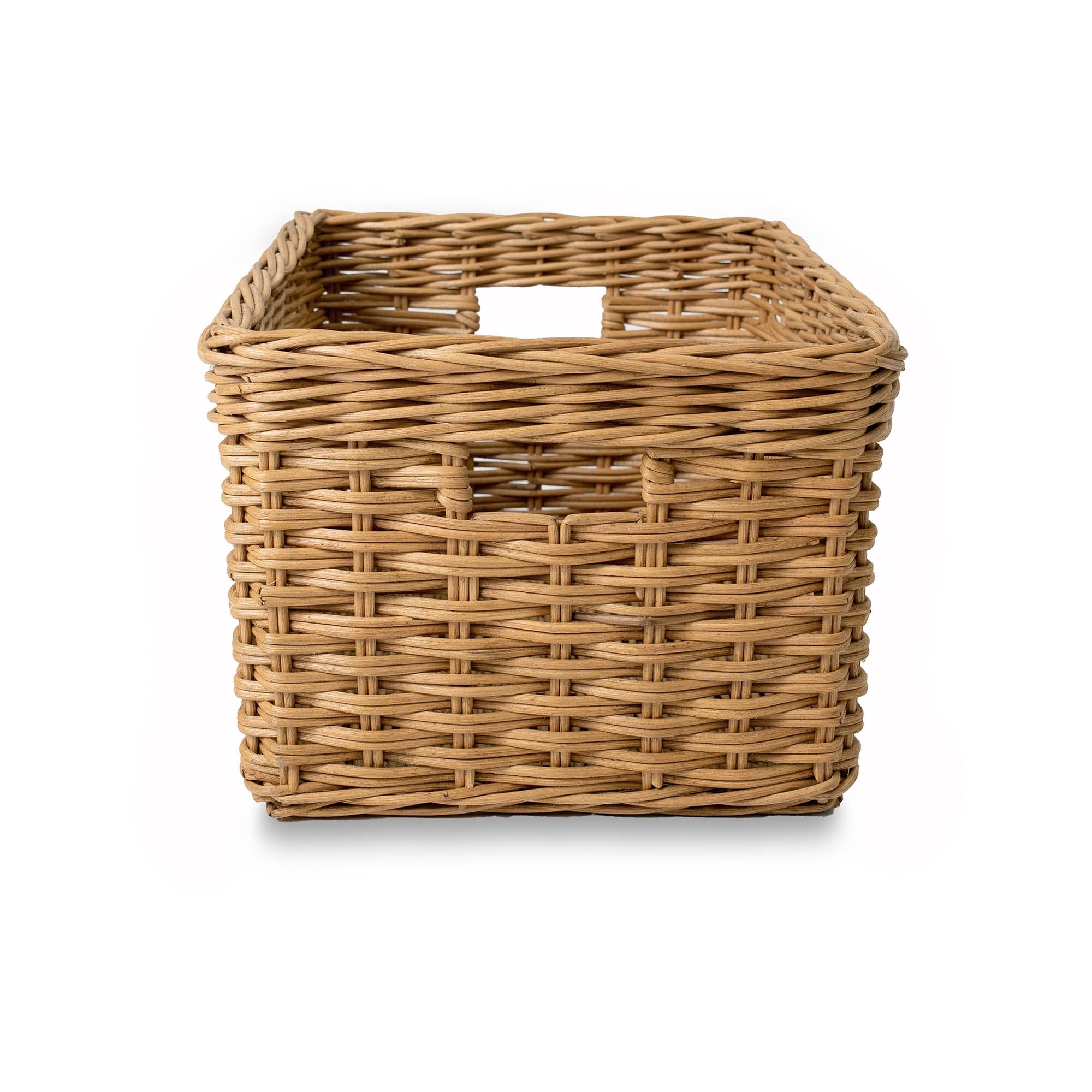 Rectangular Deep Wicker Storage Basket, Sandstone Medium, front view | The Basket Lady 