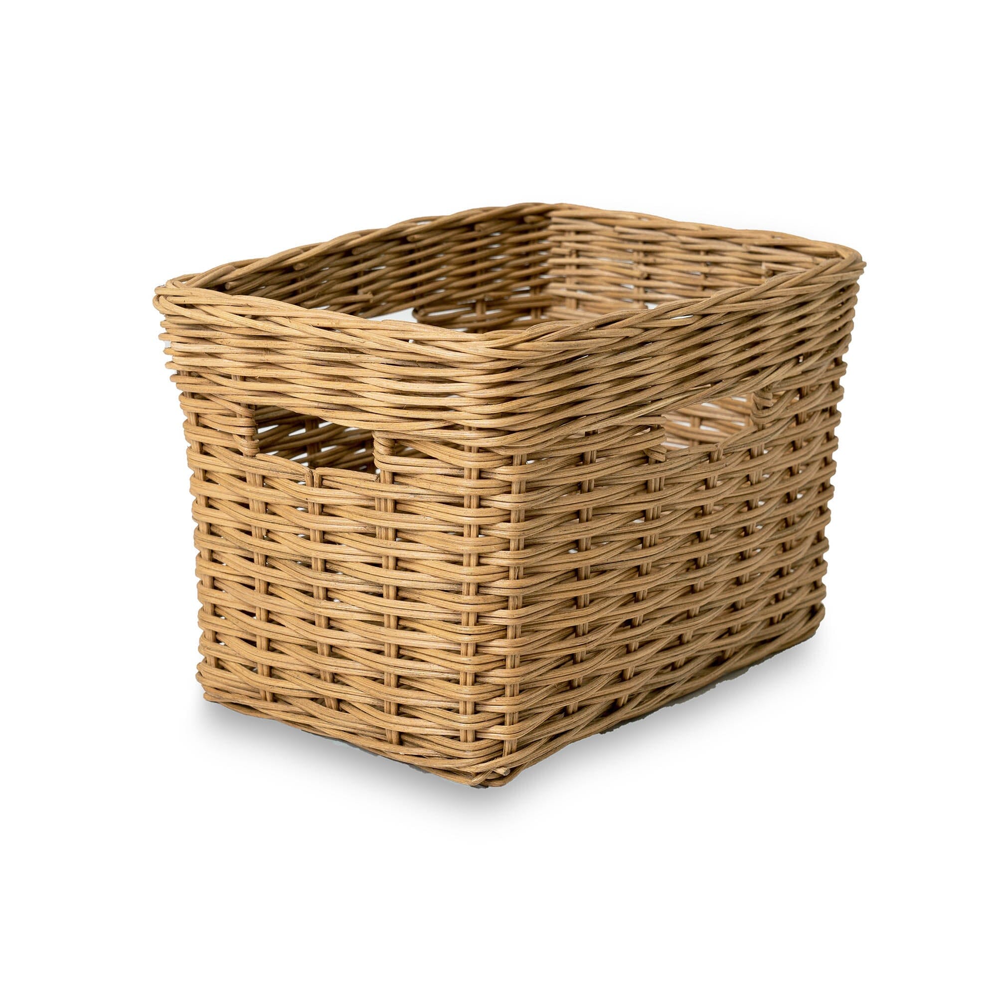 Rectangular Deep Wicker Storage Basket, Sandstone Small | The Basket Lady 