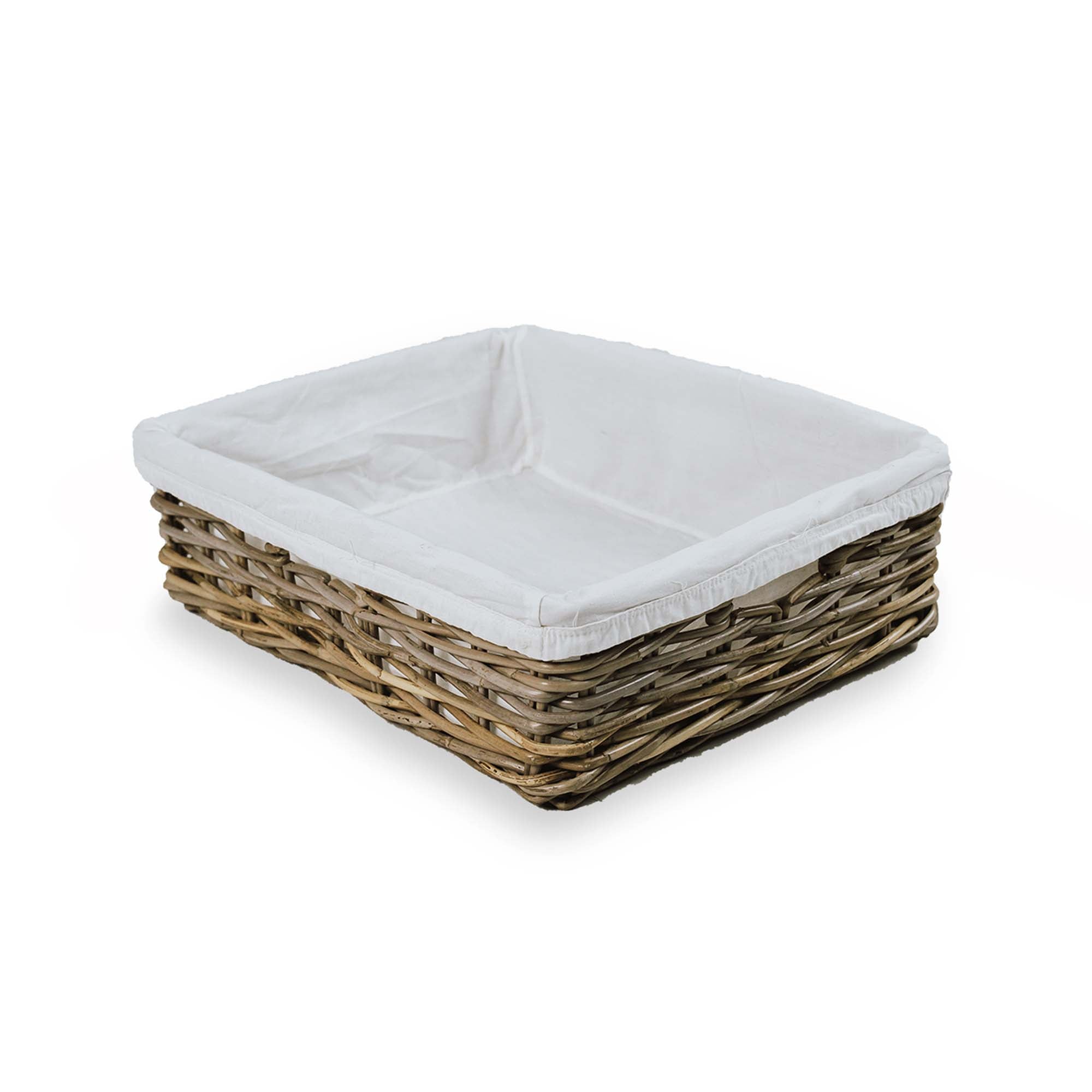 Rectangular Low Kubu Wicker Shelf Basket, size Large | The Basket Lady