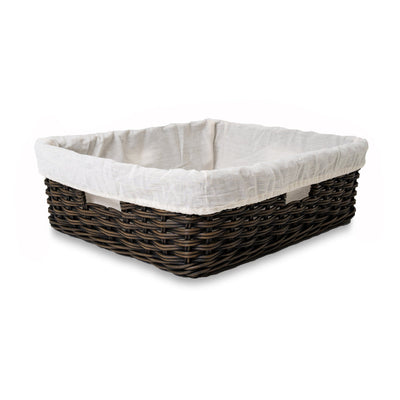 Fabric Basket Liner for Rectangular Low Wicker Storage Basket, Large | The Basket Lady