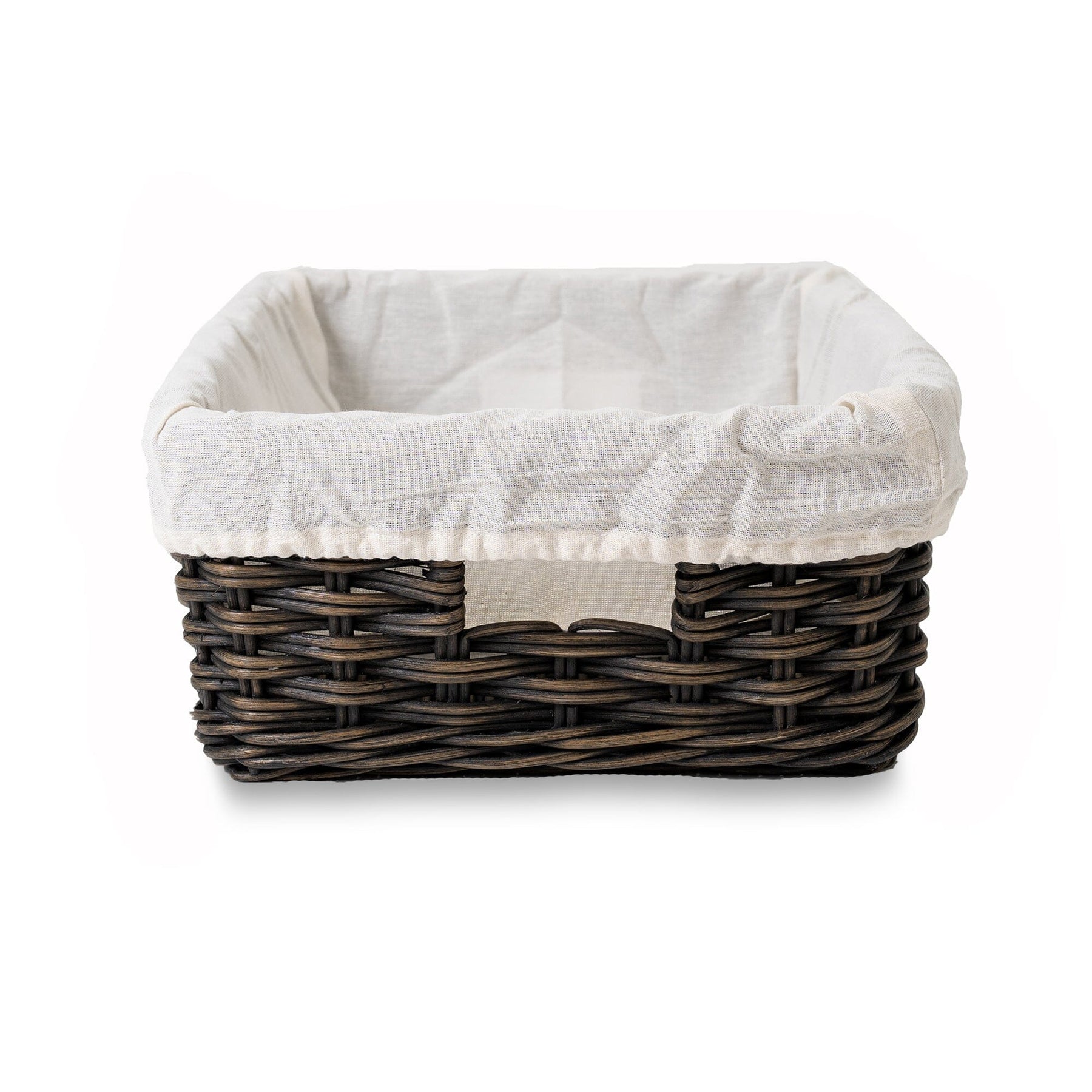 Fabric Basket Liner for Rectangular Low Wicker Storage Basket The