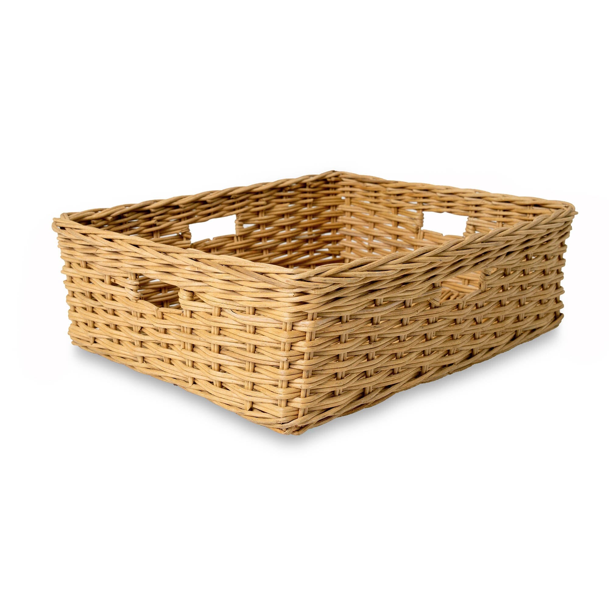 Rectangular Low Wicker Storage Basket, Sandstone Large | The Basket Lady 