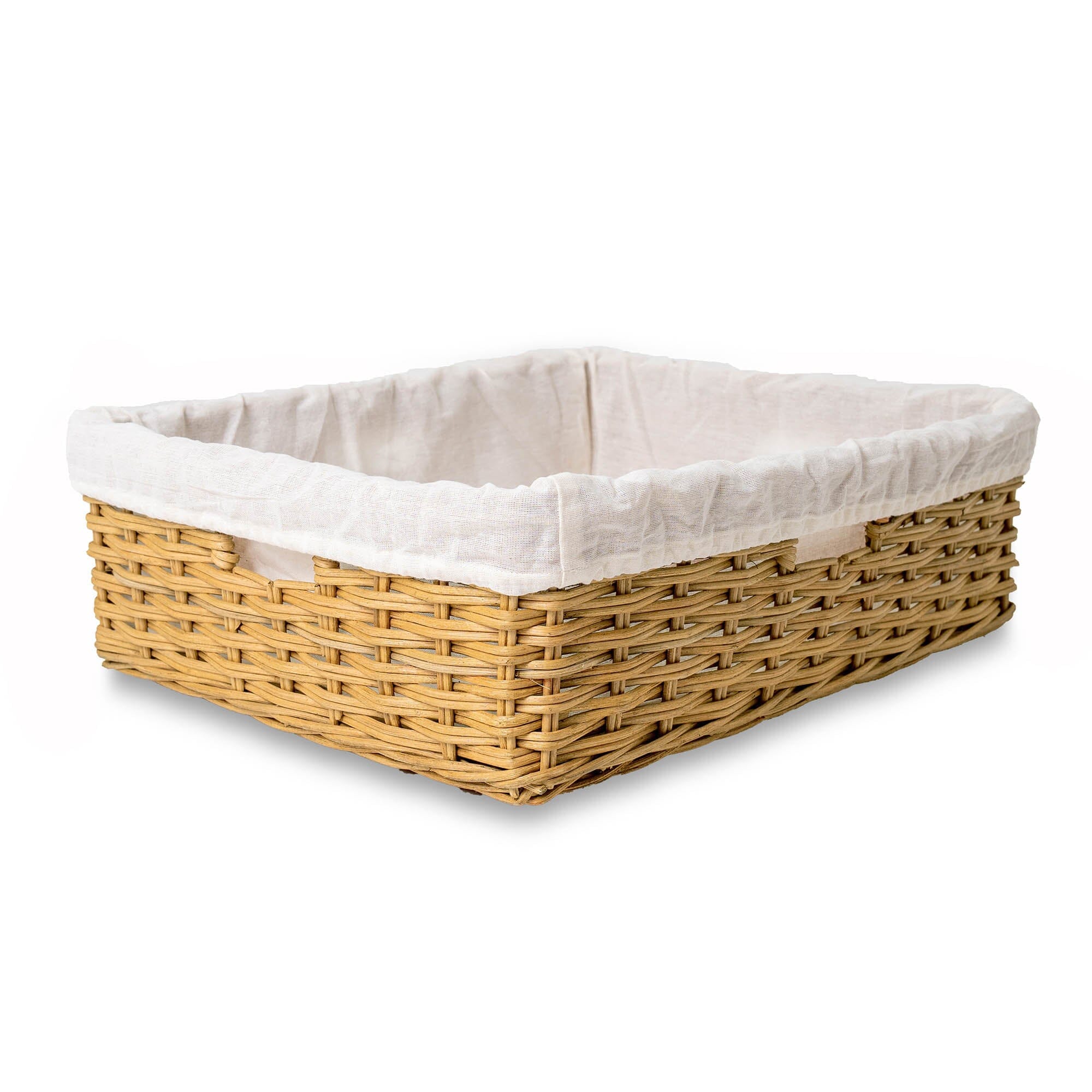 Rectangular Low Wicker Storage Basket, Sandstone Large Including Liner | The Basket Lady 