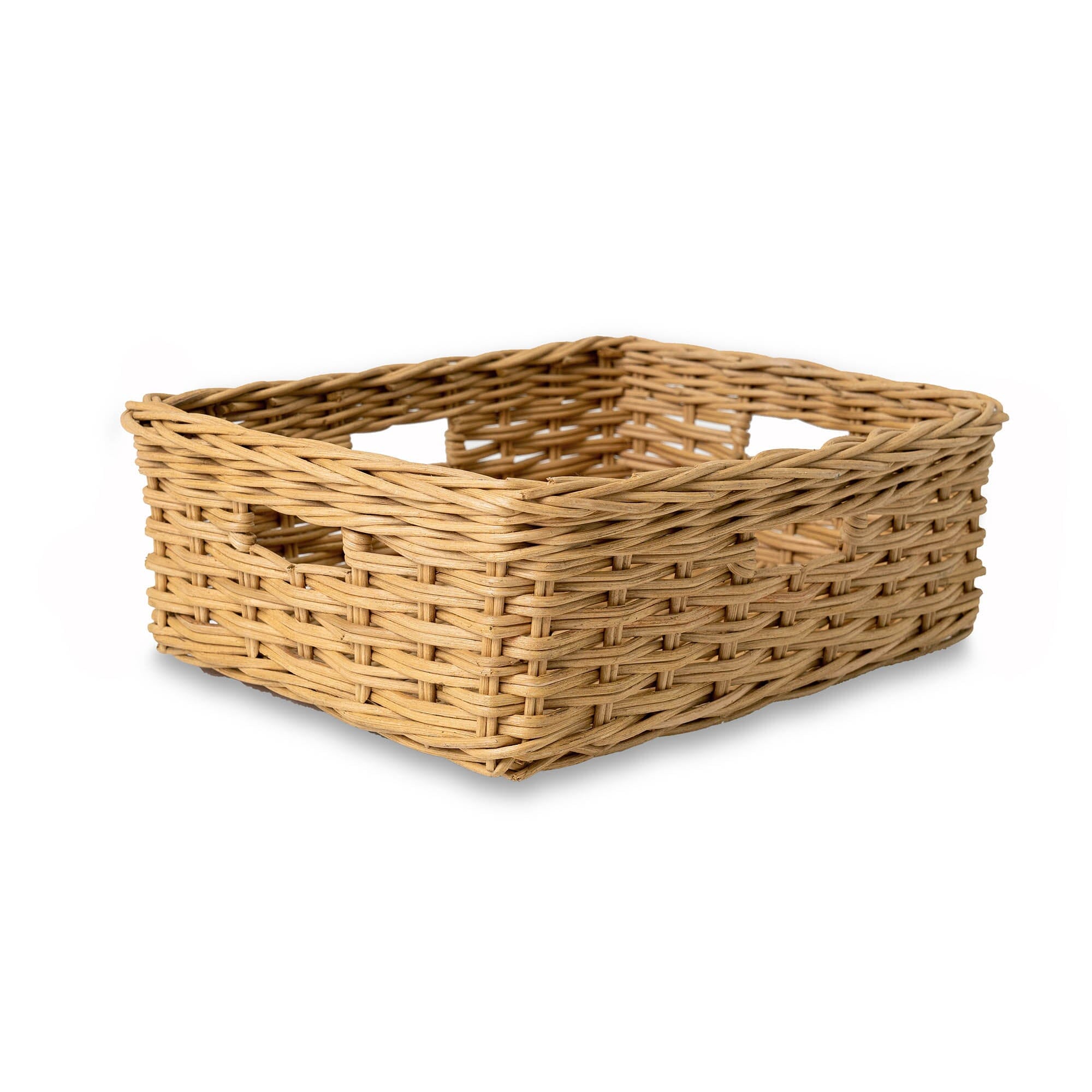 Rectangular Low Wicker Storage Basket, Sandstone Medium | The Basket Lady 