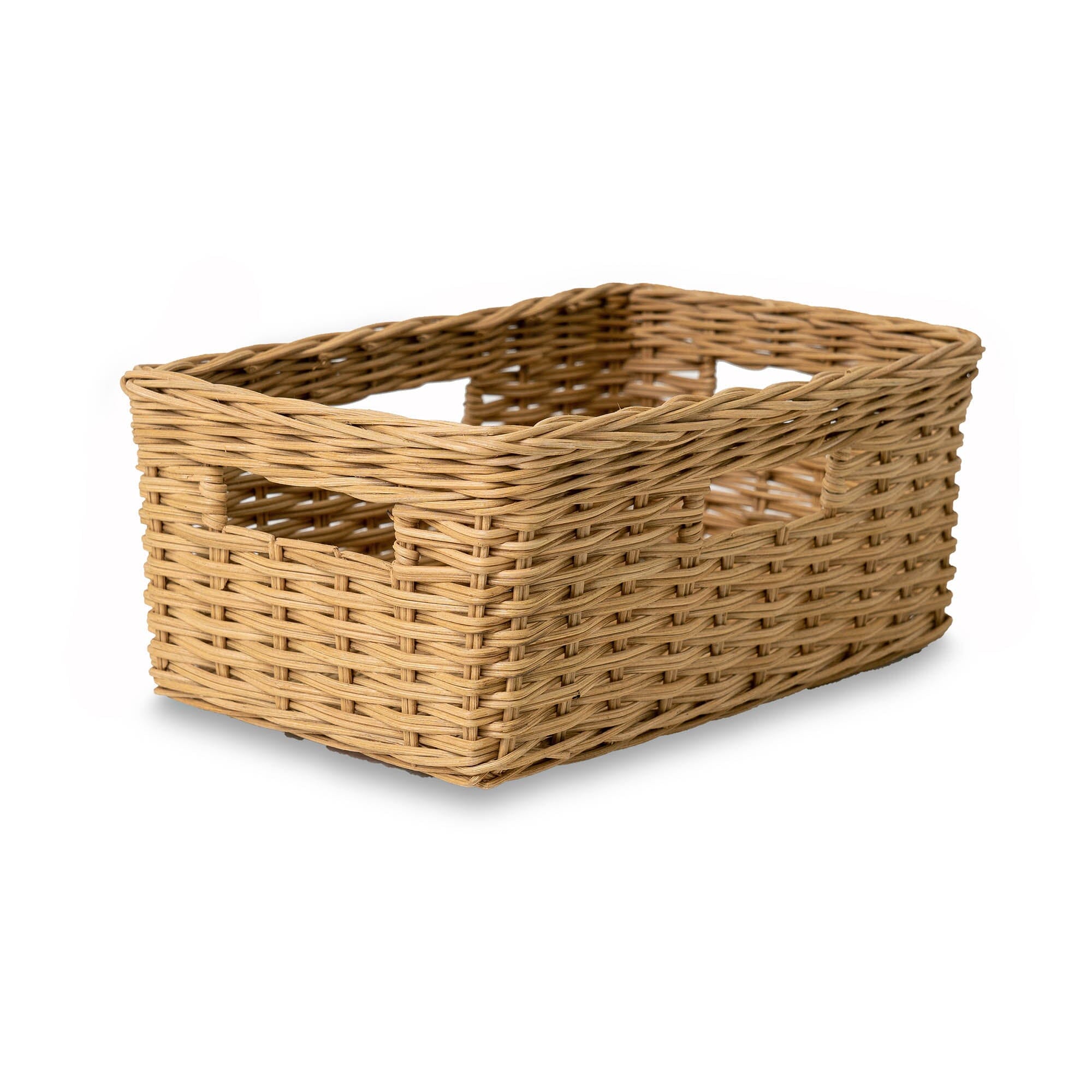 Rectangular Low Wicker Storage Basket, Sandstone Small | The Basket Lady 