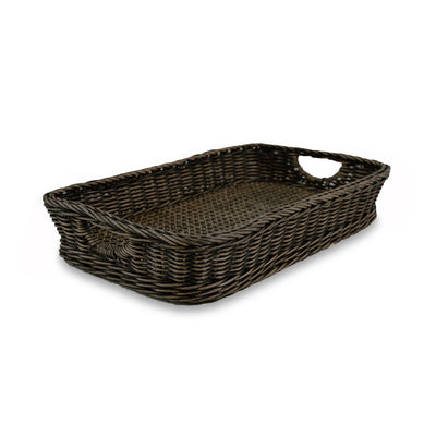Rectangular Wicker Serving Tray in Antique Walnut Brown, size Large | The Basket Lady