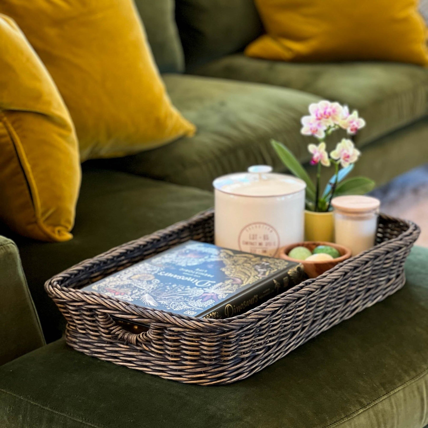 Wicker coffee online table tray