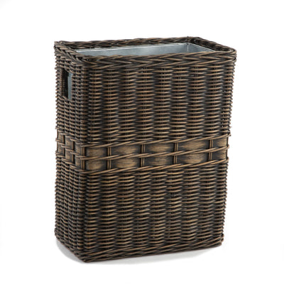 The Basket Lady Large Waste Basket with Metal Liner Antique Walnut Brown One Size (size 0)