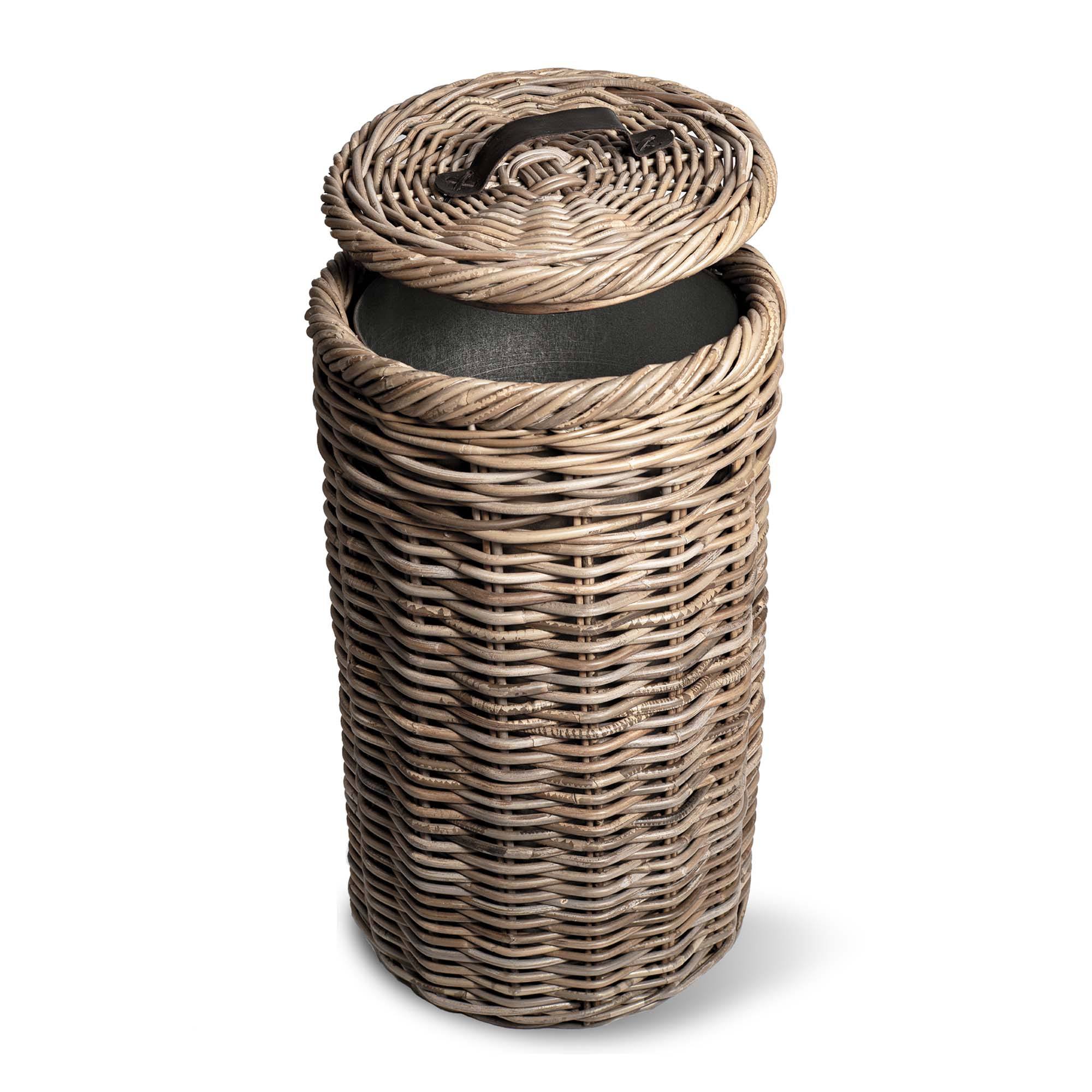 Tall Kubu Wicker Kitchen Trash Basket | The Basket Lady