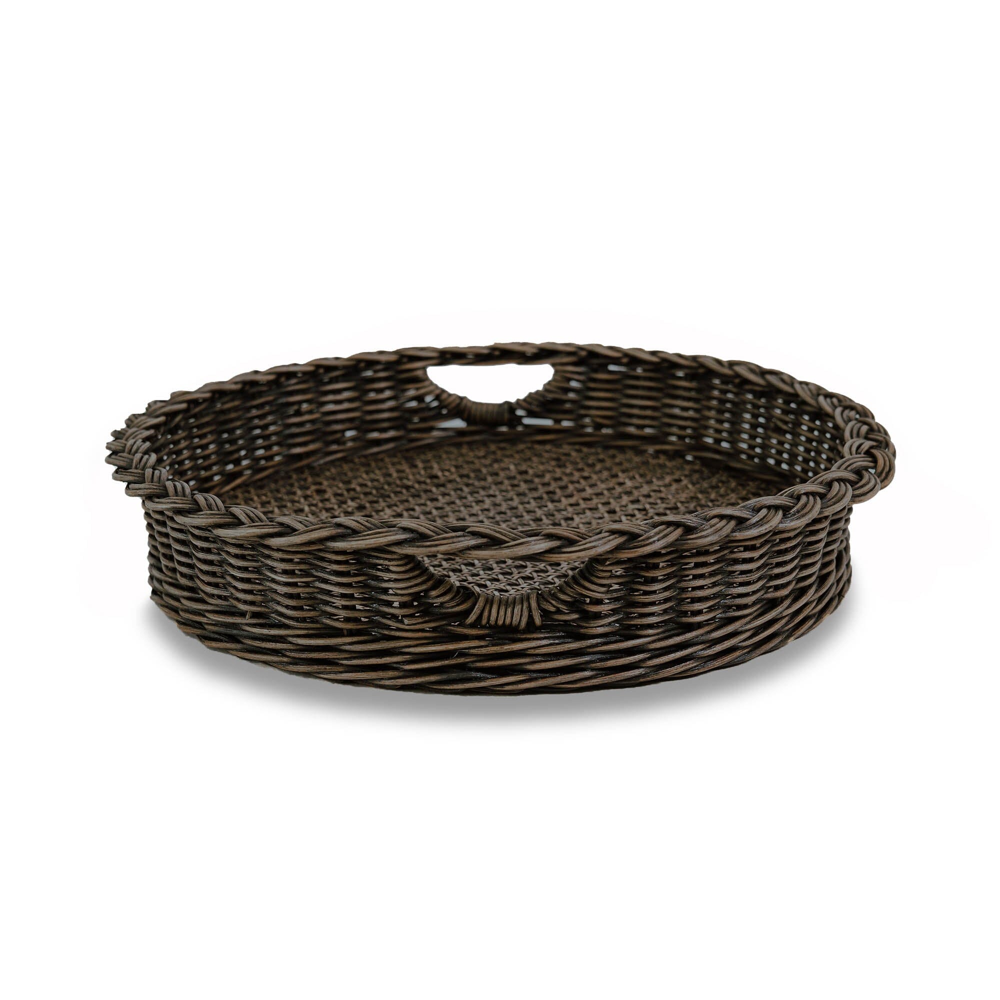 Round Wicker Serving Tray Kitchen > Serving The Basket Lady Antique Walnut Brown L 
