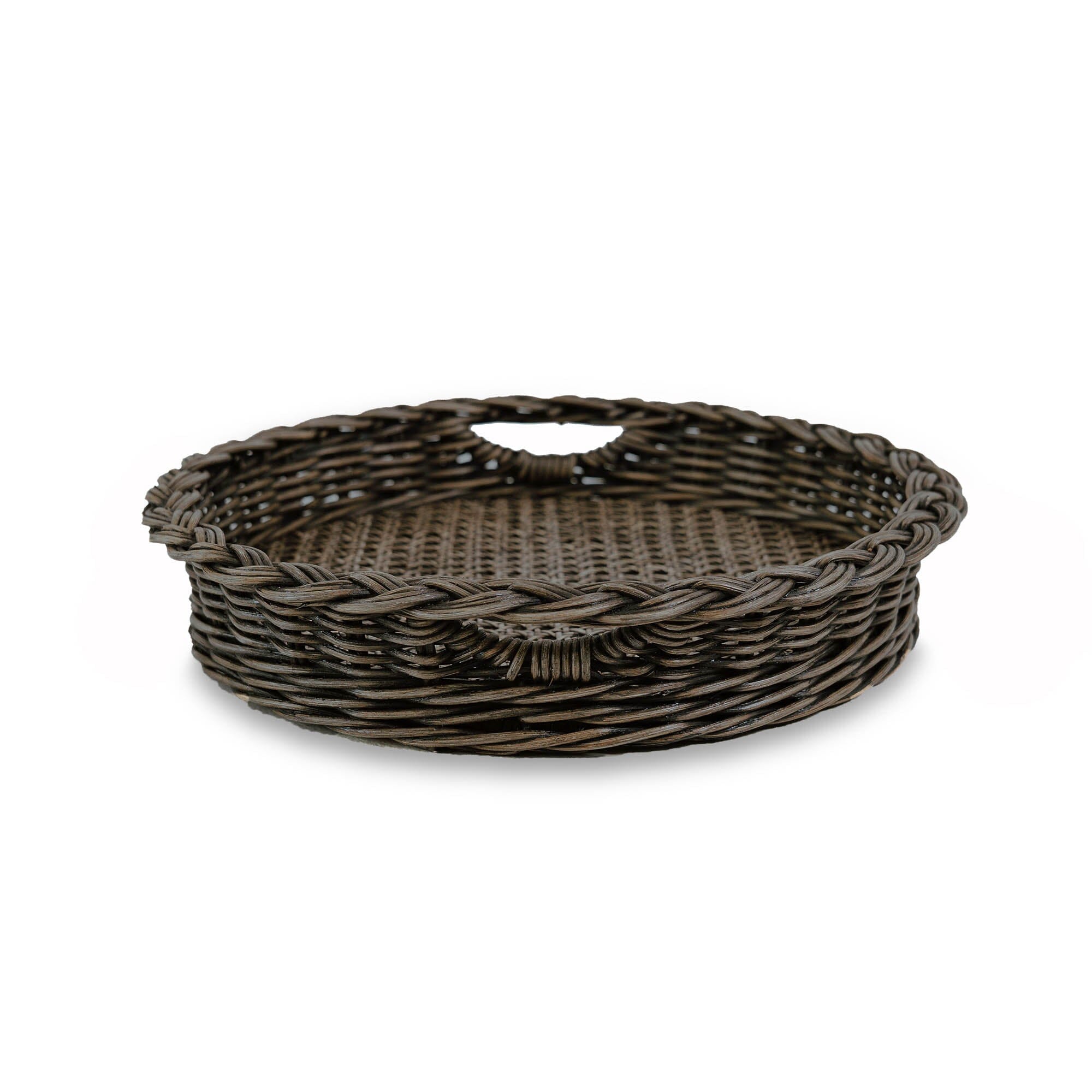 Round Wicker Serving Tray Kitchen > Serving The Basket Lady Antique Walnut Brown S 
