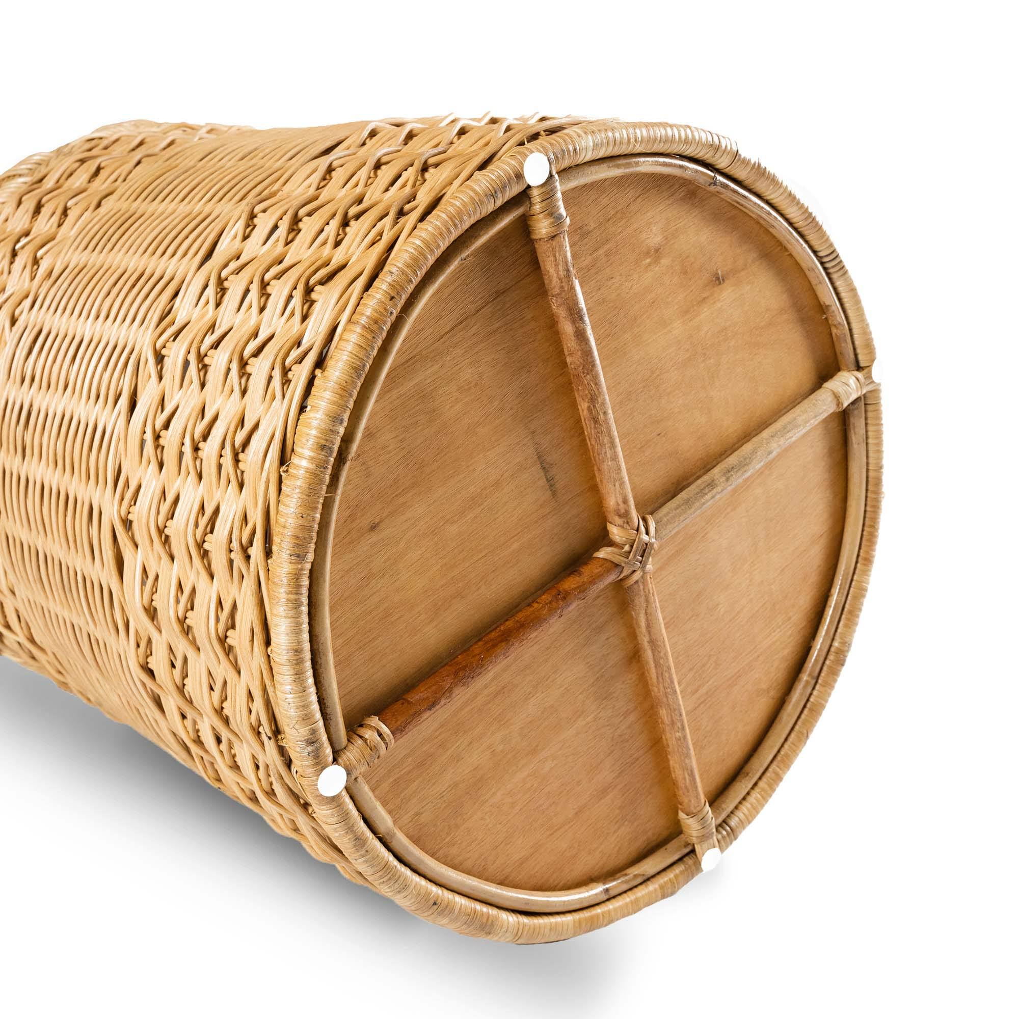 Round Wicker Laundry Hamper in Sandstone, bottom view | The Basket Lady