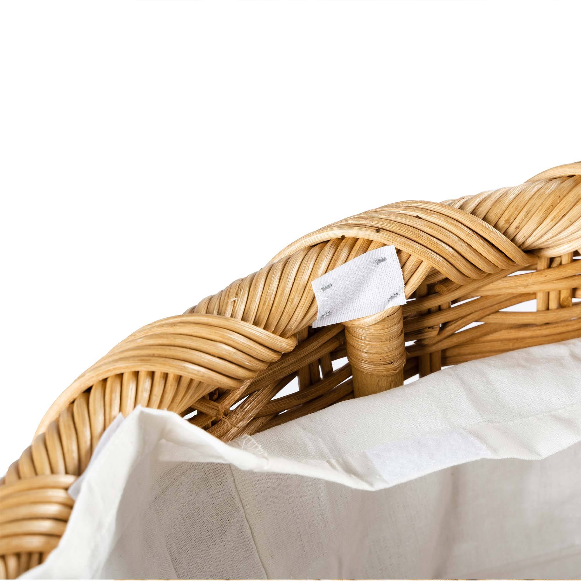 Round Wicker Laundry Hamper in Sandstone, liner detail | The Basket Lady