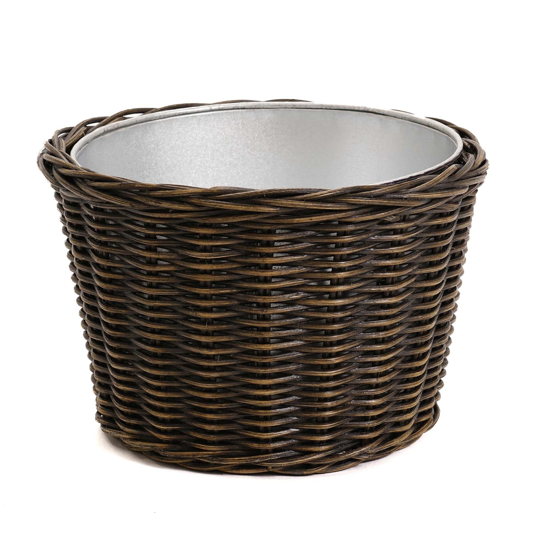 Small Round Wicker Planter Basket with Metal Liner The Basket Lady