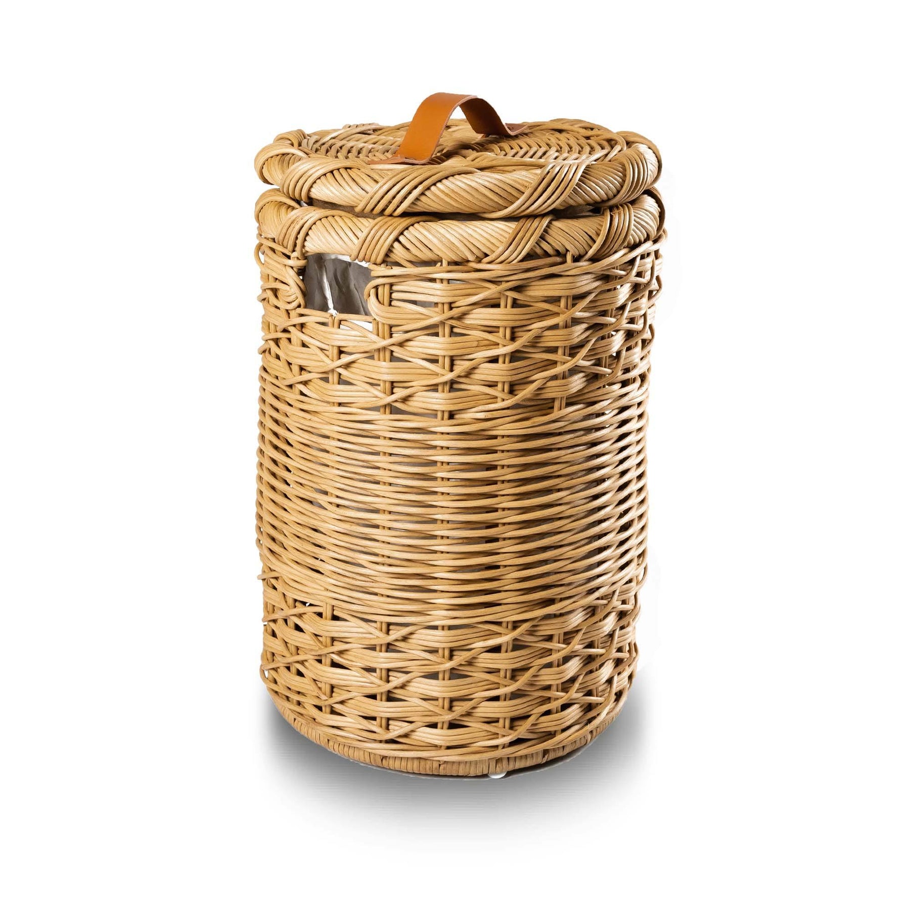 The Basket Lady Small Round Wicker Laundry Hamper - Sandstone
