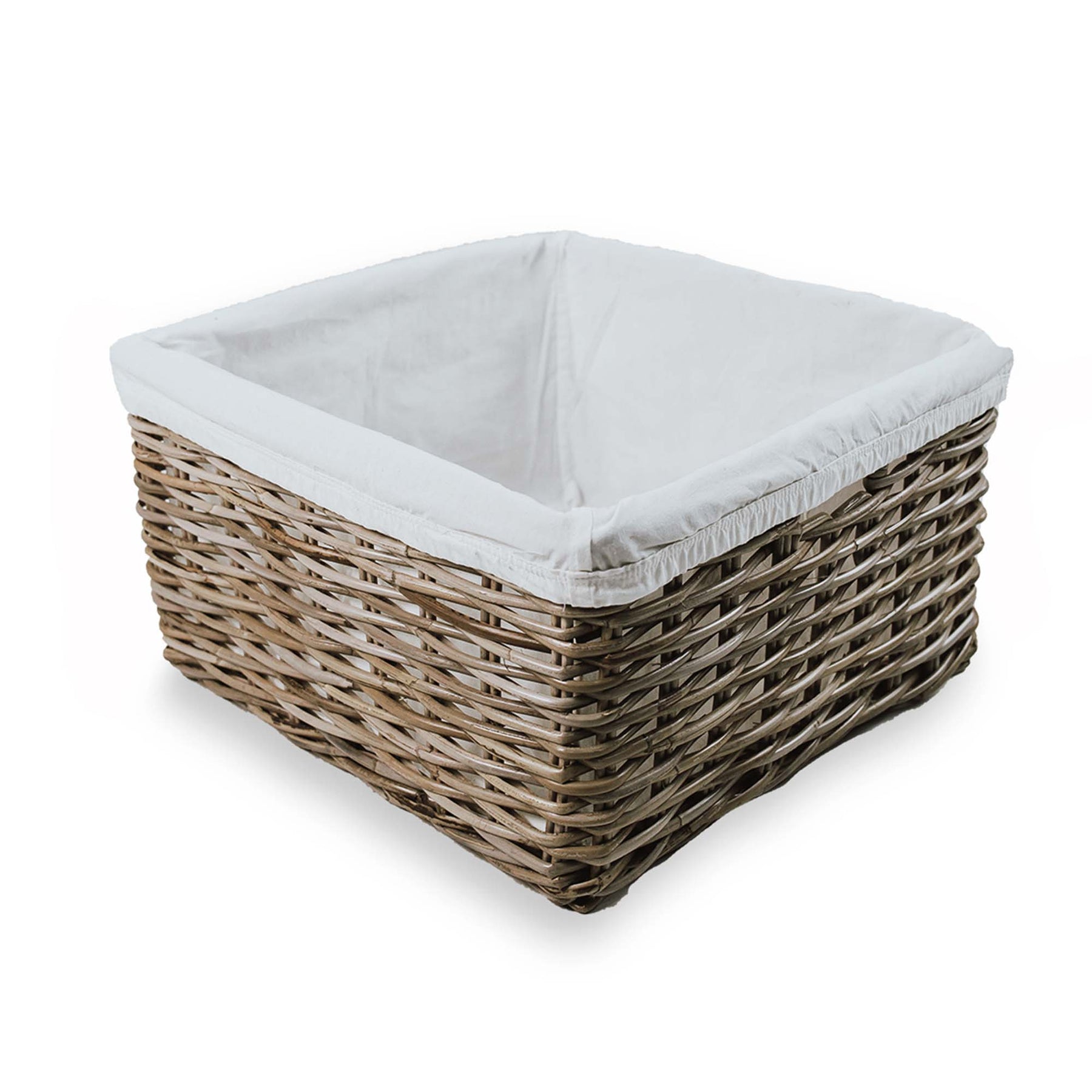 5 Piece Grey Wicker Baskets with Cloth Lining for Storage, Lined