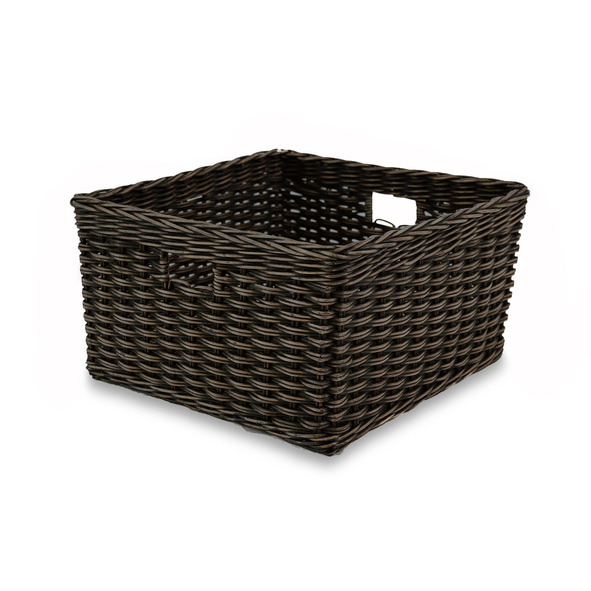 Square Deep Wicker Storage Basket Antique Walnut Brown Large | The Basket Lady 