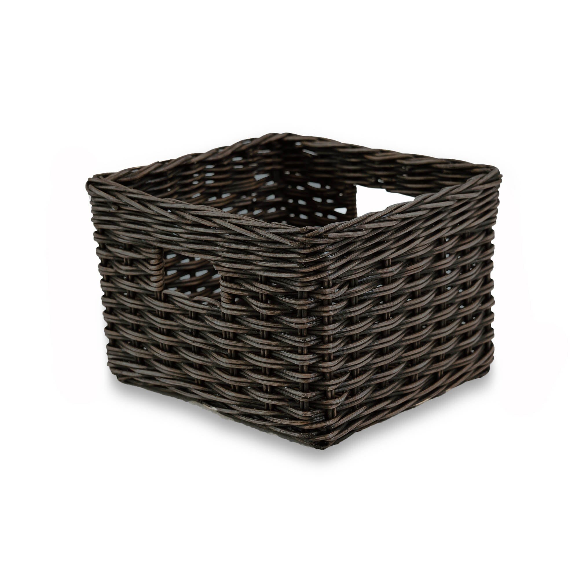 Square Deep Wicker Storage Basket Antique Walnut Brown Small | The Basket Lady 