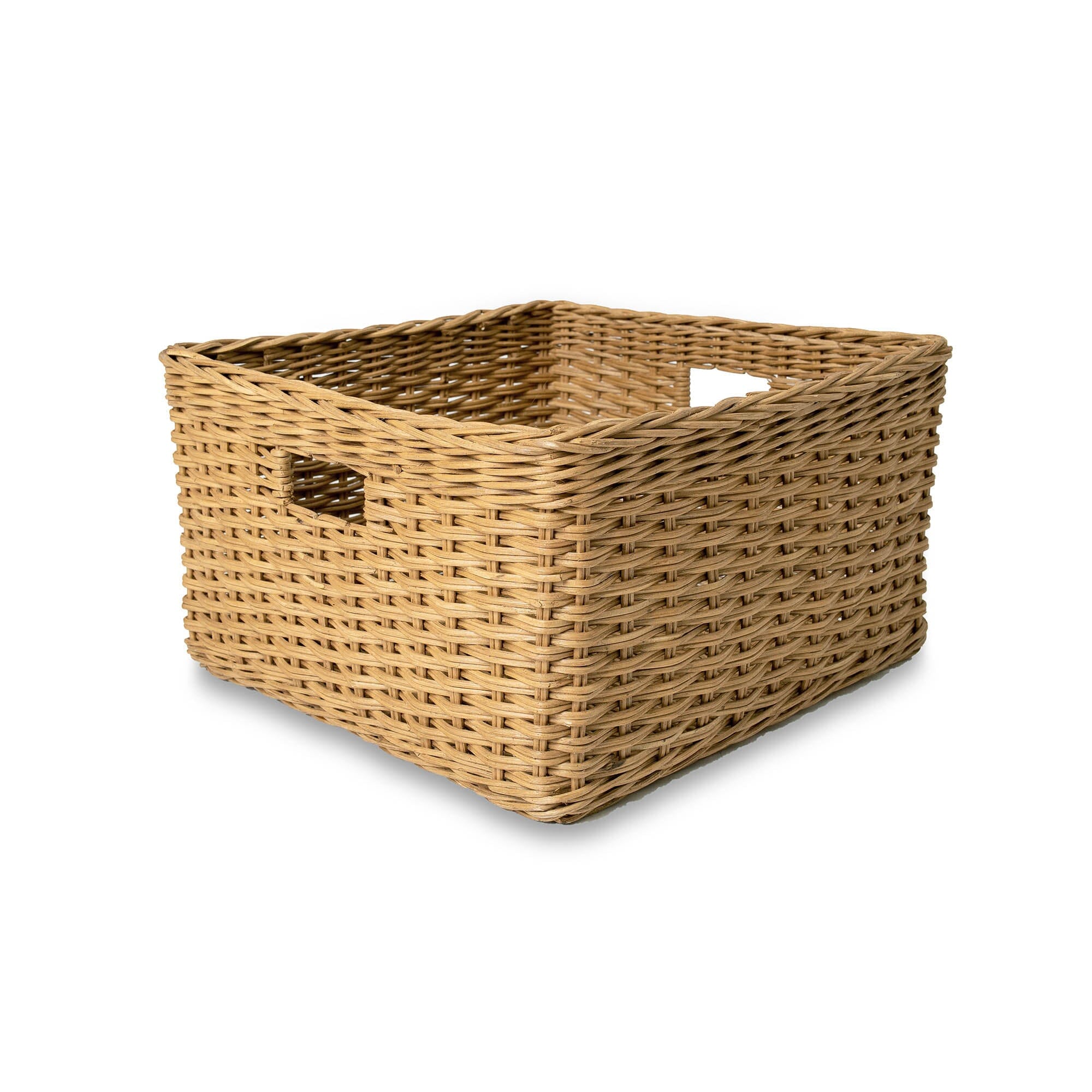 Square Deep Wicker Storage Basket Sandstone Large | The Basket Lady 