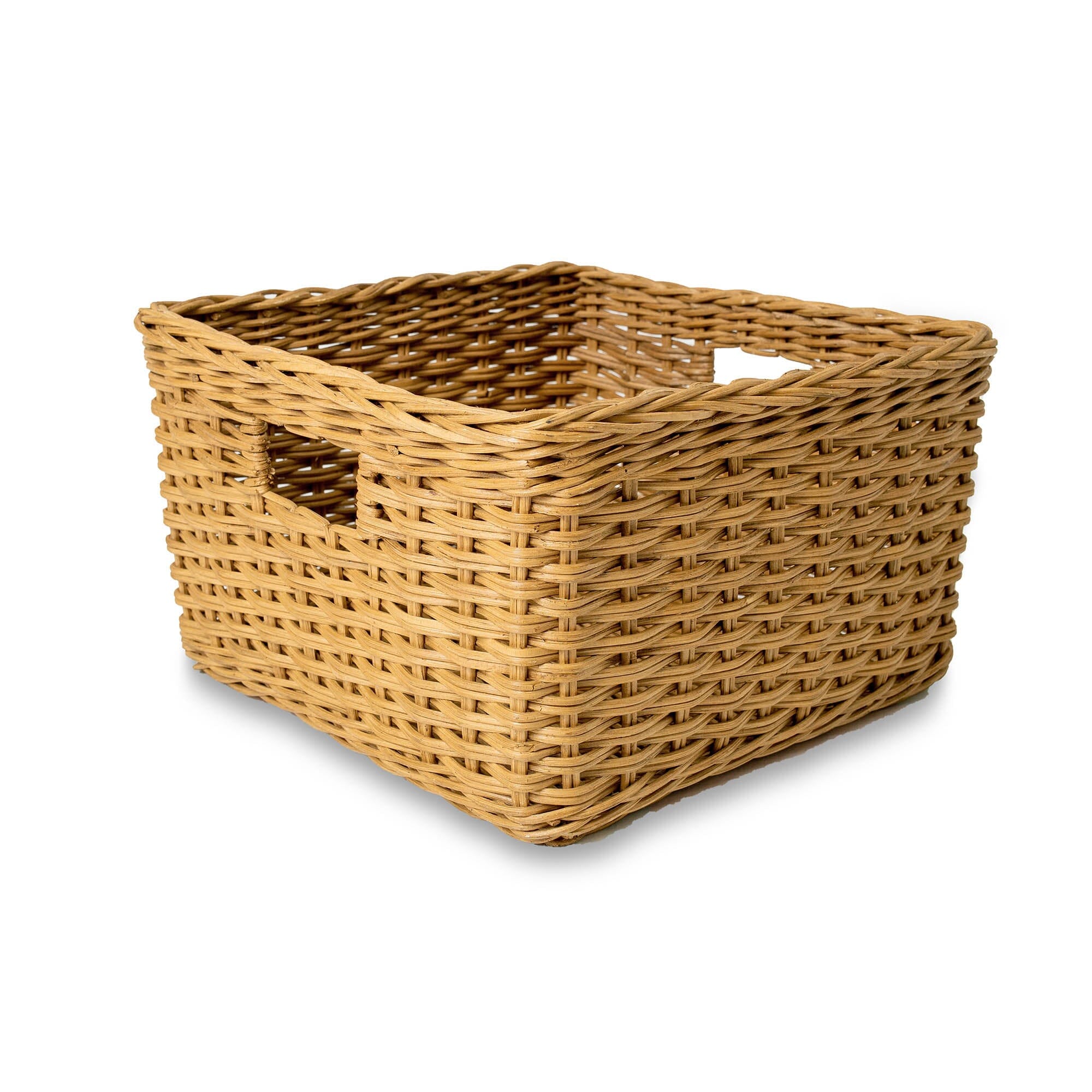 Square Deep Wicker Storage Basket Sandstone Medium | The Basket Lady 