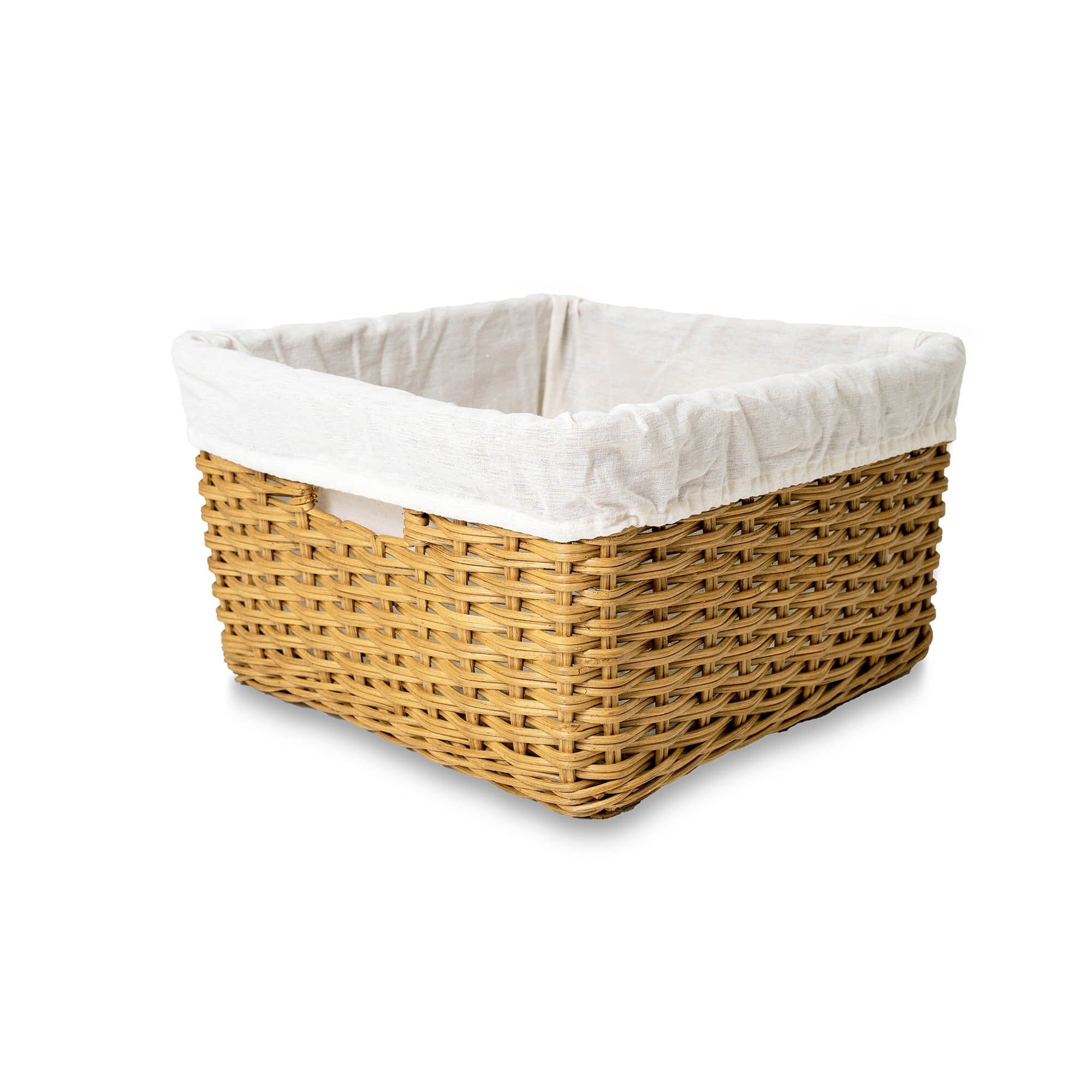 Square Deep Wicker Storage Basket Sandstone Medium Including Liner | The Basket Lady 