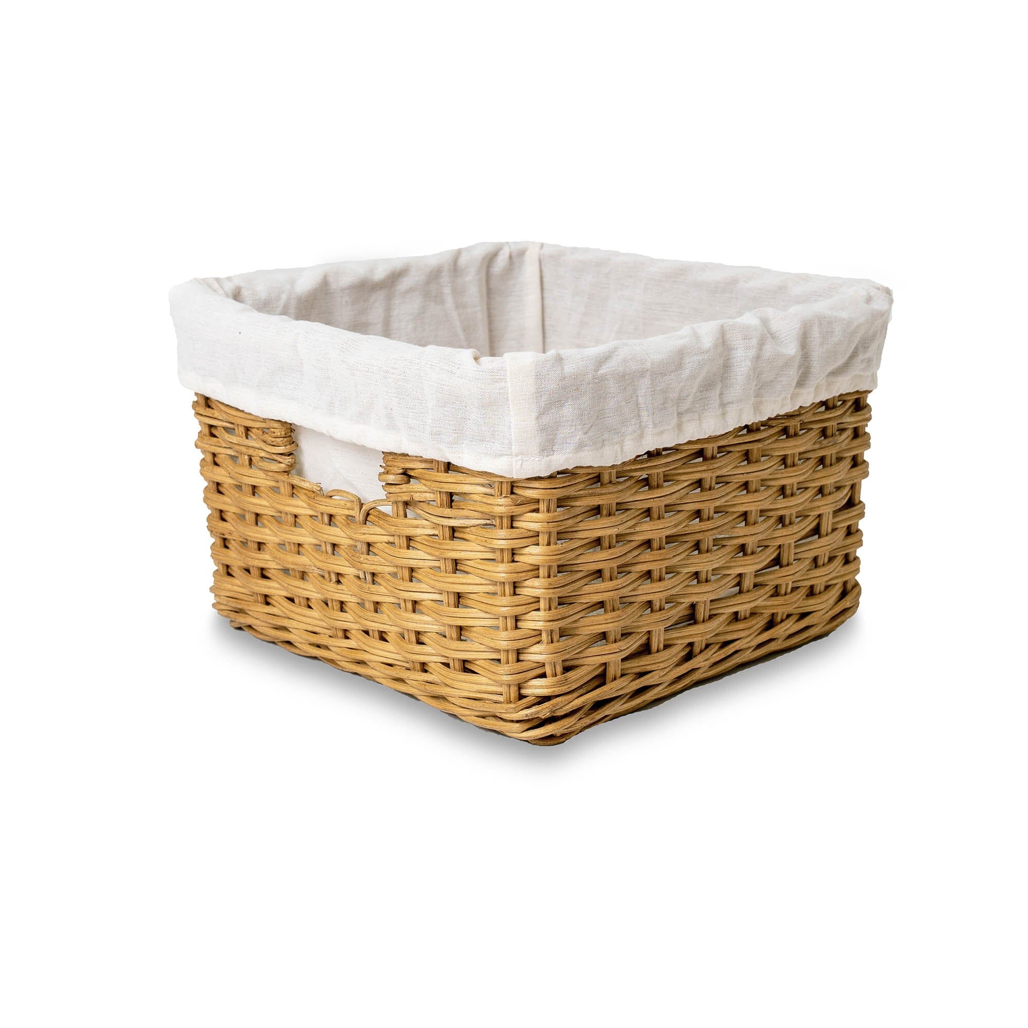Square Deep Wicker Storage Basket Sandstone Small Including Liner | The Basket Lady 