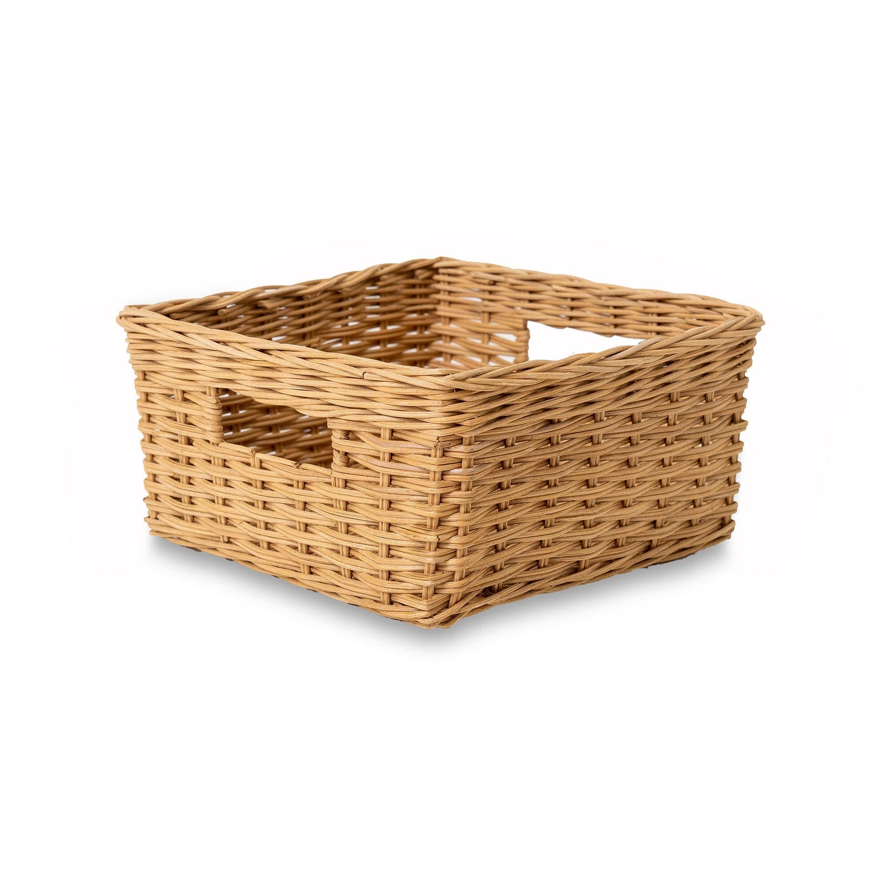 Square Low Wicker Storage Basket - Sandstone - Medium / No Liner