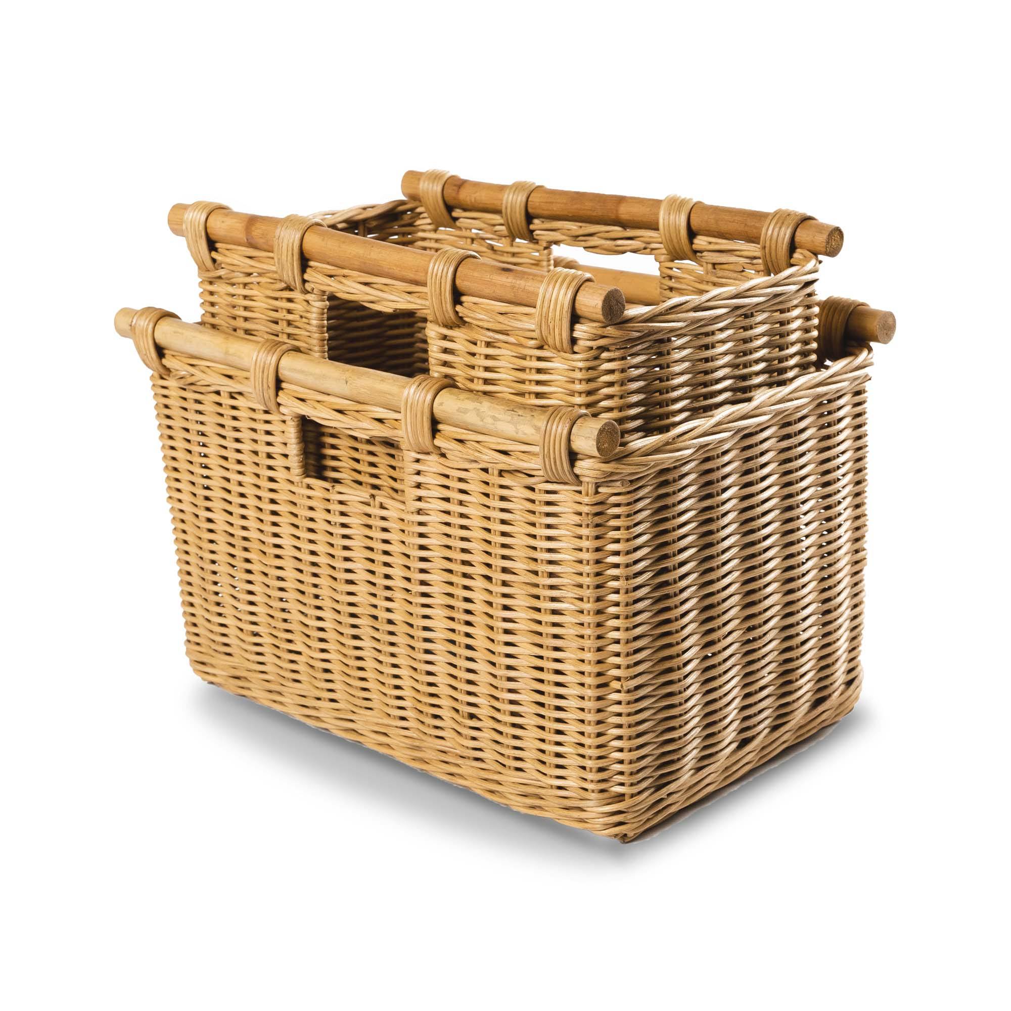 Tall Narrow Wicker Storage Basket in Sandstone, 2 sizes shown | The Basket Lady