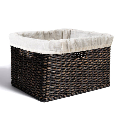 Fabric Basket Liner for Tall Rectangular Wicker Storage Basket Large | The Basket Lady