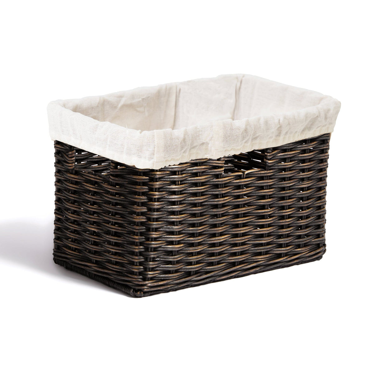 Basket Lining Leather Wicker Basket w/ Red Faux Leather Trim & Cloth Liner, 5” T x  main image 2