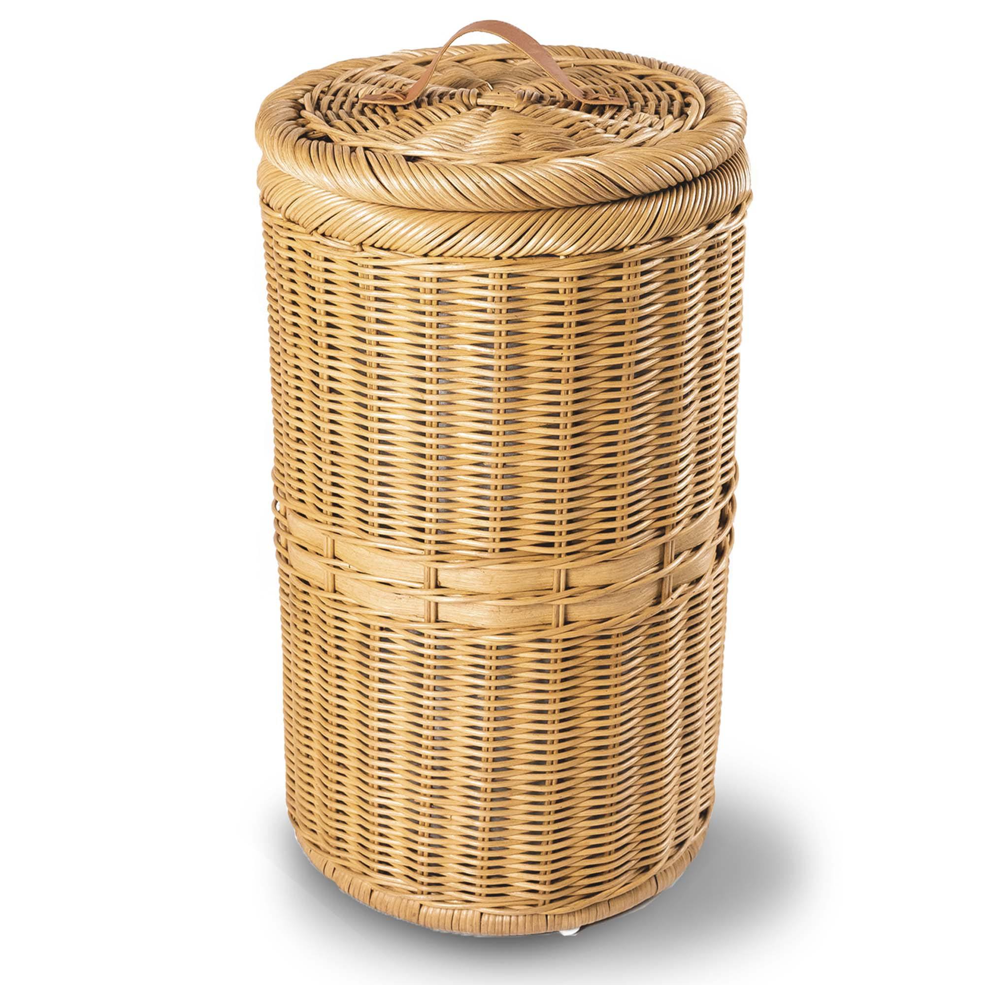 #color_sandstone - Tall Wicker Trash Basket with Metal Liner Waste & Trash Baskets The Basket Lady Sandstone One Size 