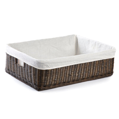 Underbed Wicker Storage Basket with fabric liner